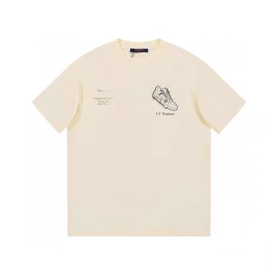 Louis Vuitton NIGO Hand Painted Shoes Short Sleeve Solid Color T-Shirt #nigo5796