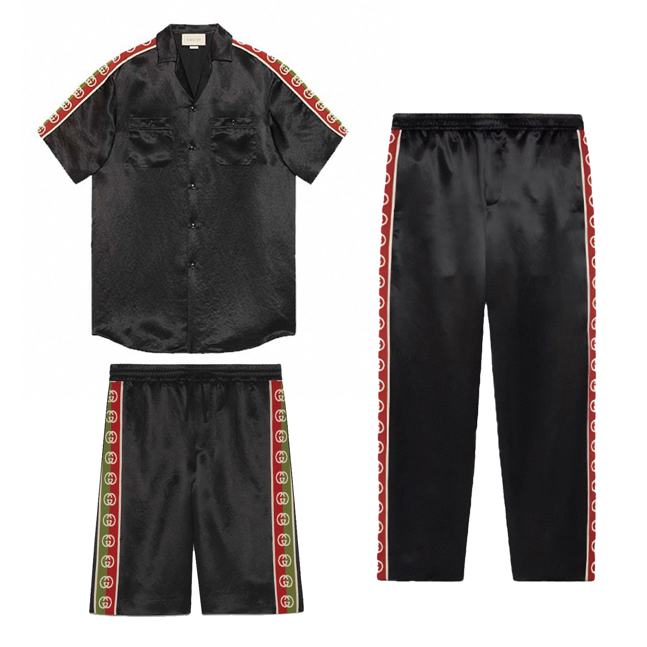GUCCI NIGO Short Sleeved Shirt Button Up T-Shirt Shorts Pants Set Suit #nigo57183