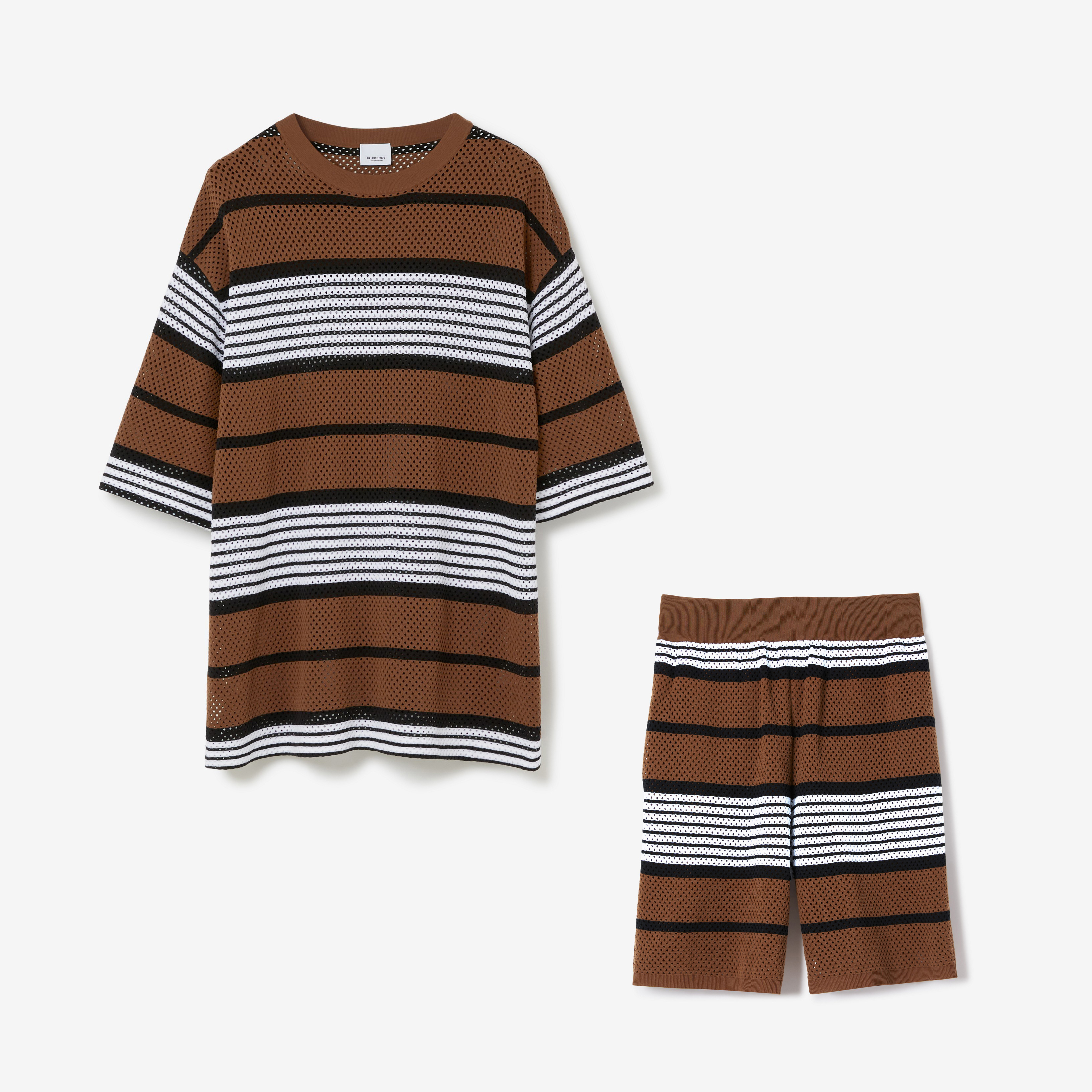 Burberry NIGO Man Striped Loose Hollow Summer Short Sleeve T-shirt Shorts Set Suit #nigo94475