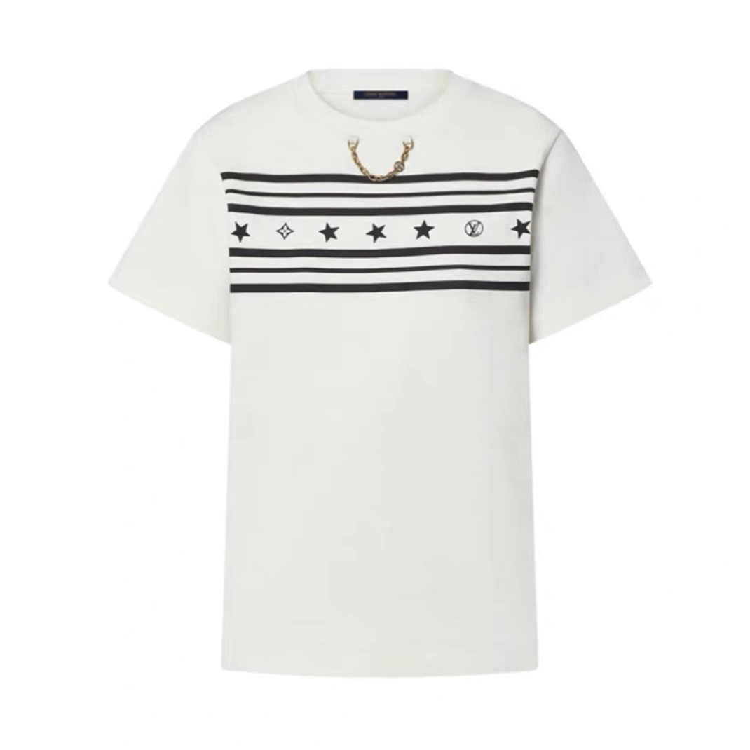 Louis Vuitton NIGO Unisex Summer Solid Color Pentagram Print Short Sleeve T-Shirt #nigo54759