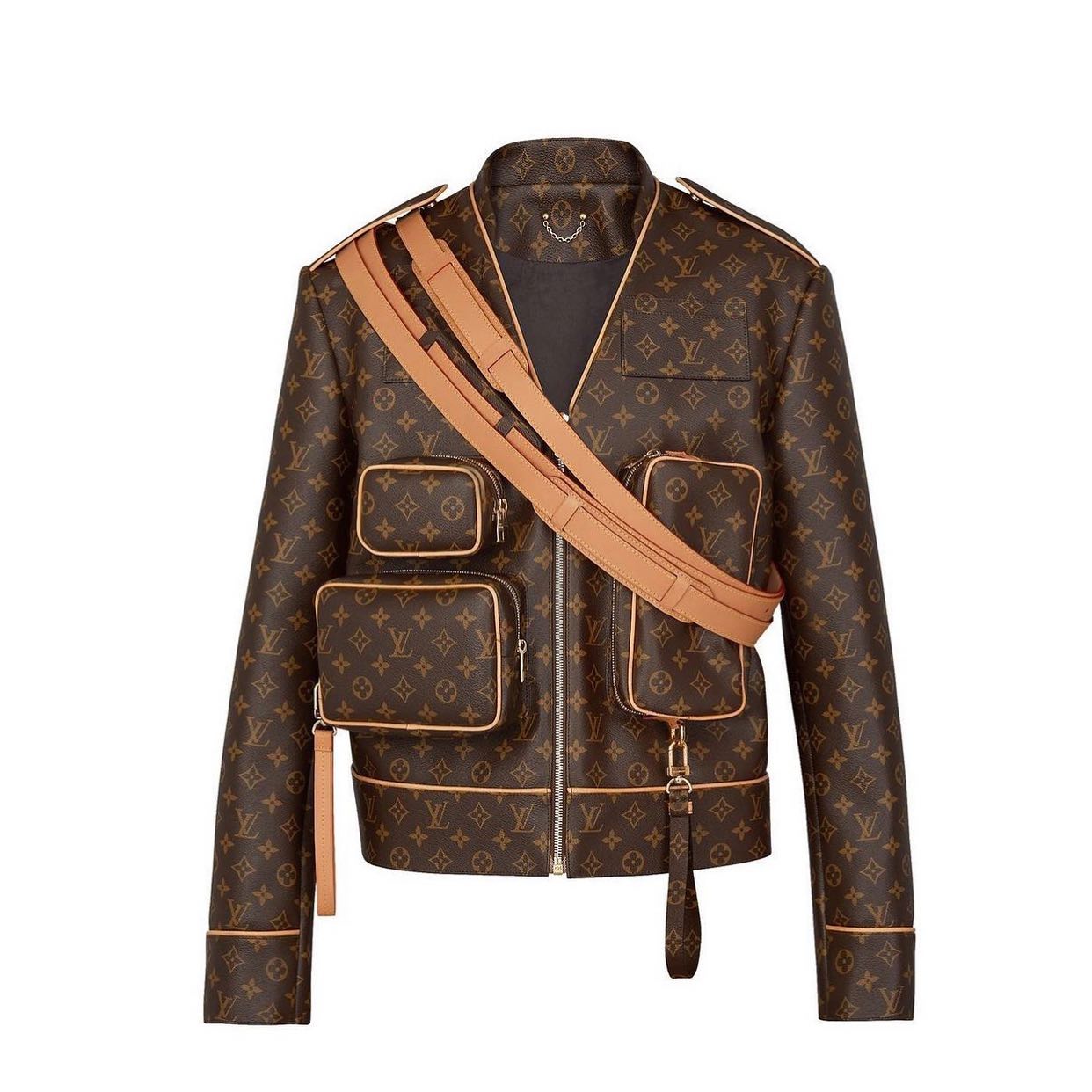 Louis NIGO Man Classic Multi-pocket Embossed Genuine Leather Jacket #nigo855B