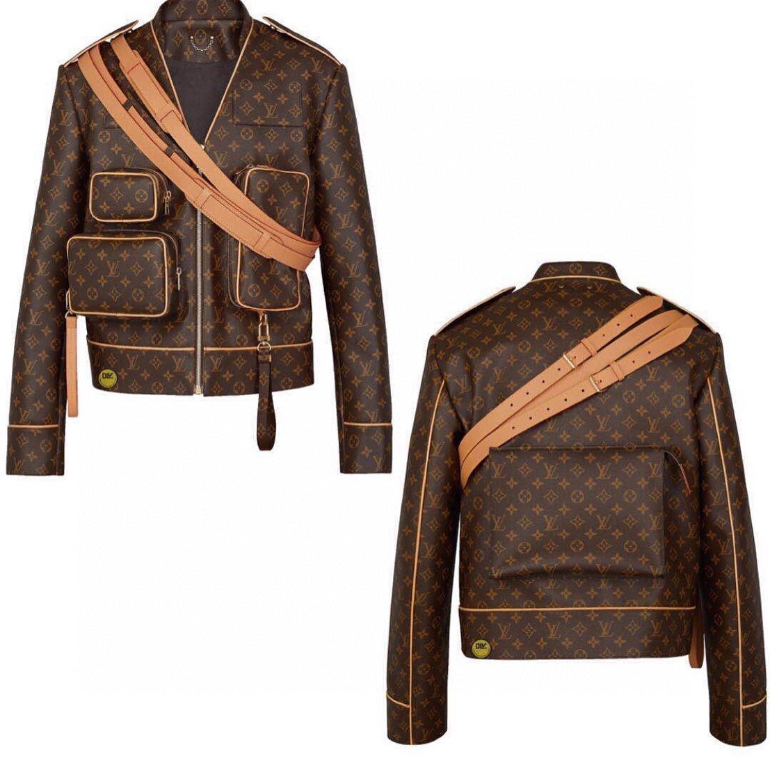 Louis NIGO Man Classic Multi-pocket Embossed Genuine Leather Jacket #nigo855B