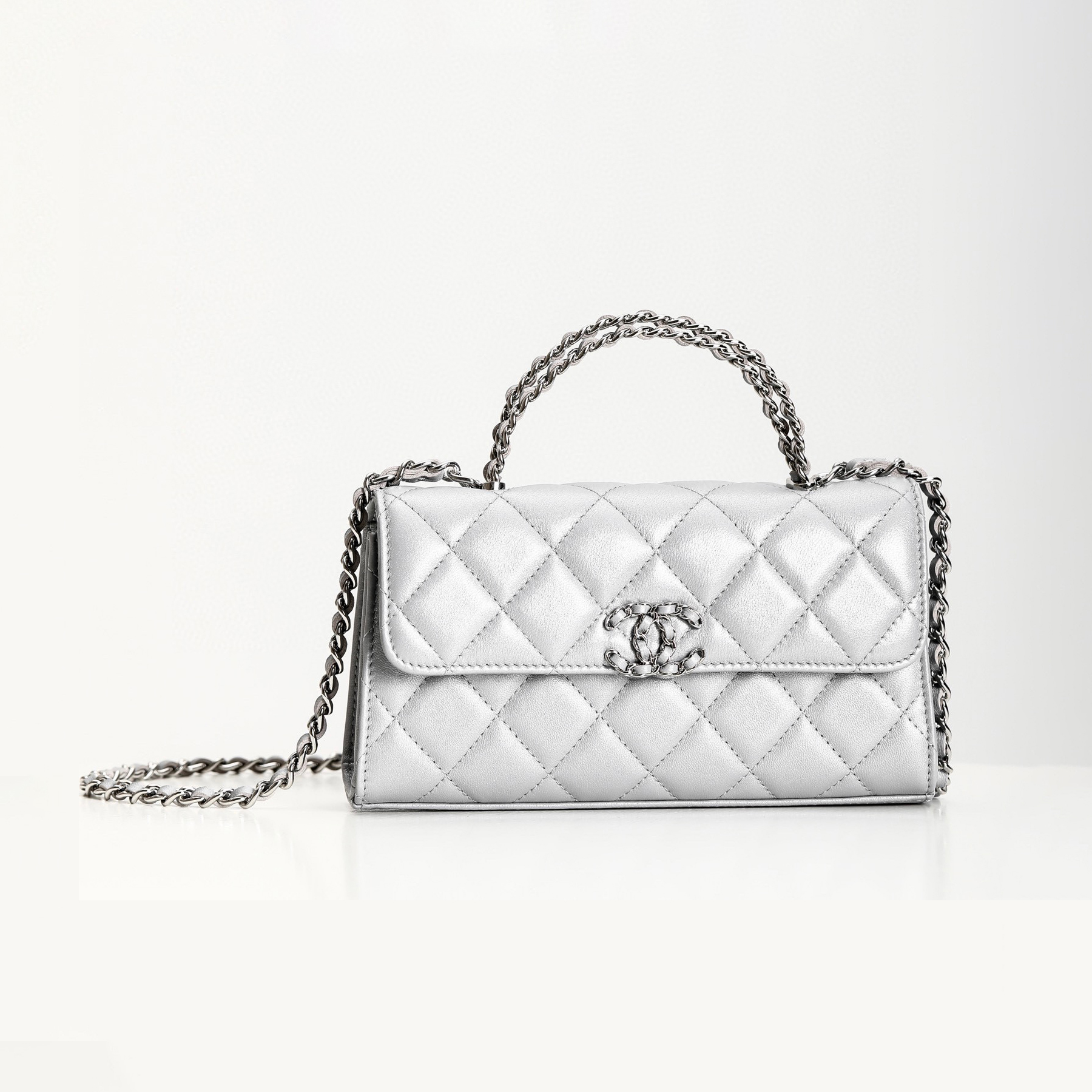 Chanel NIGO Silver Leather Face Large Capacity Chain Bag #nigo57434