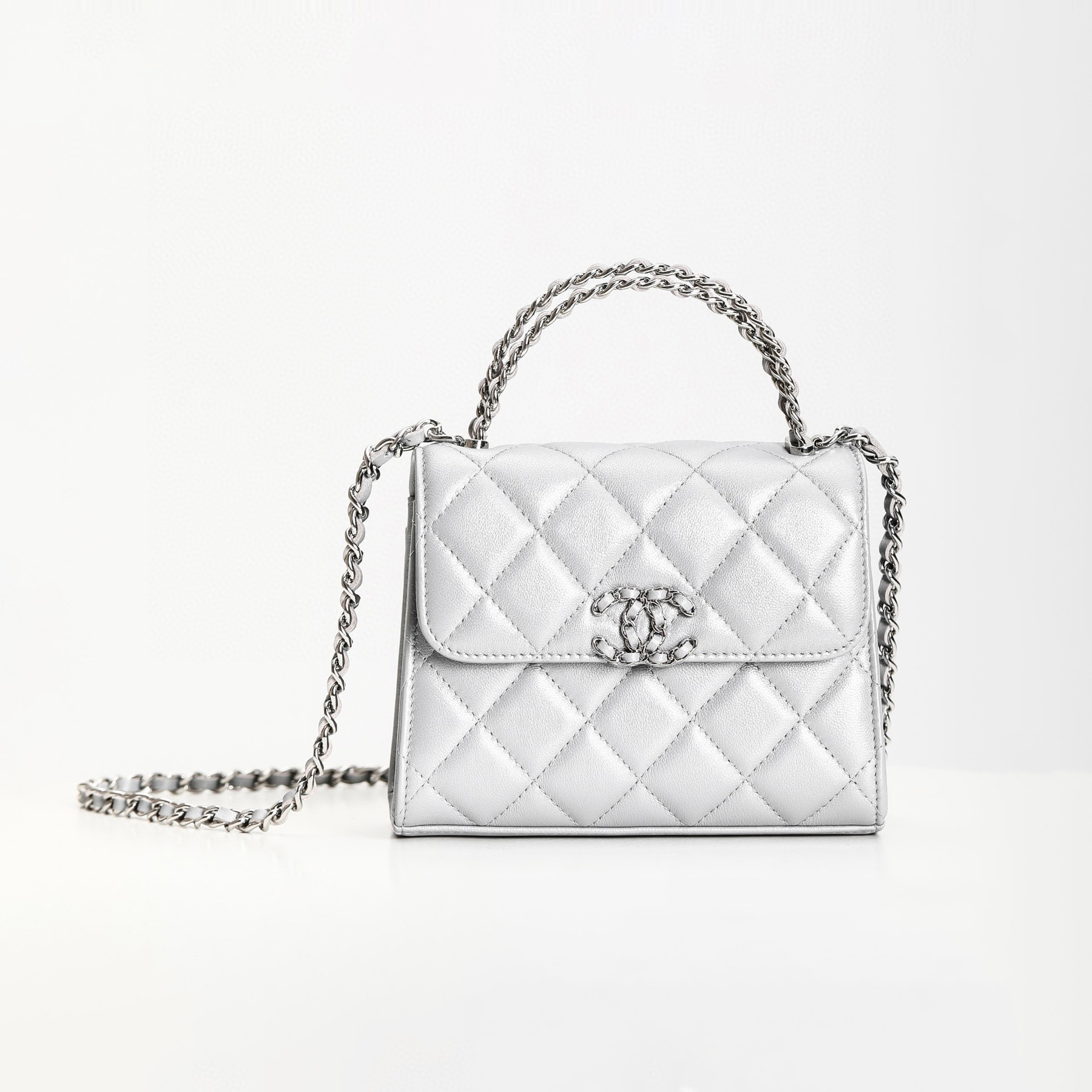 Chanel NIGO Silver Leather Face Large Capacity Chain Bag #nigo57434