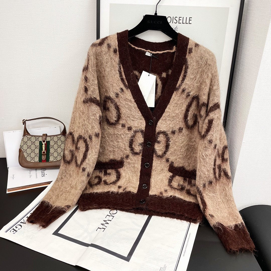 Gucci NIGO Woman Autumn And Winter Mohair And Wool-Blend Cardigan Jacket Coat #nigo55672