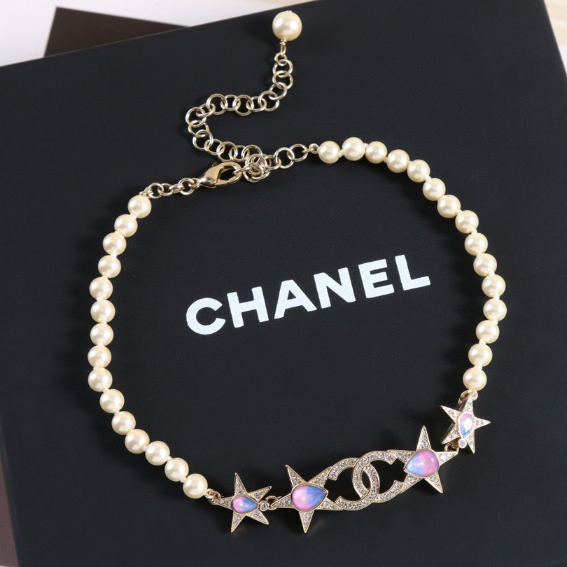 Chanel NIGO  Gold Pearl Patchwork Decorative Necklace Accessories #nigo57236