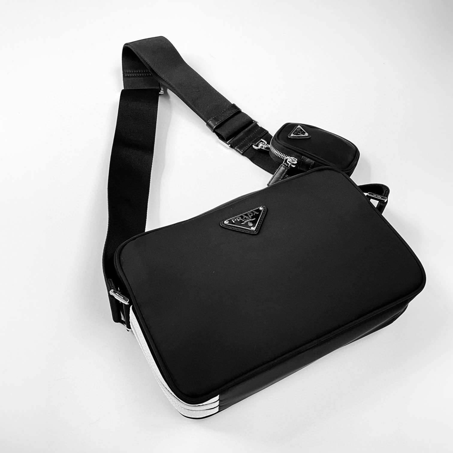 PRADA NIGO Black Canvas Large Capacity Crossbody Bag #nigo57489