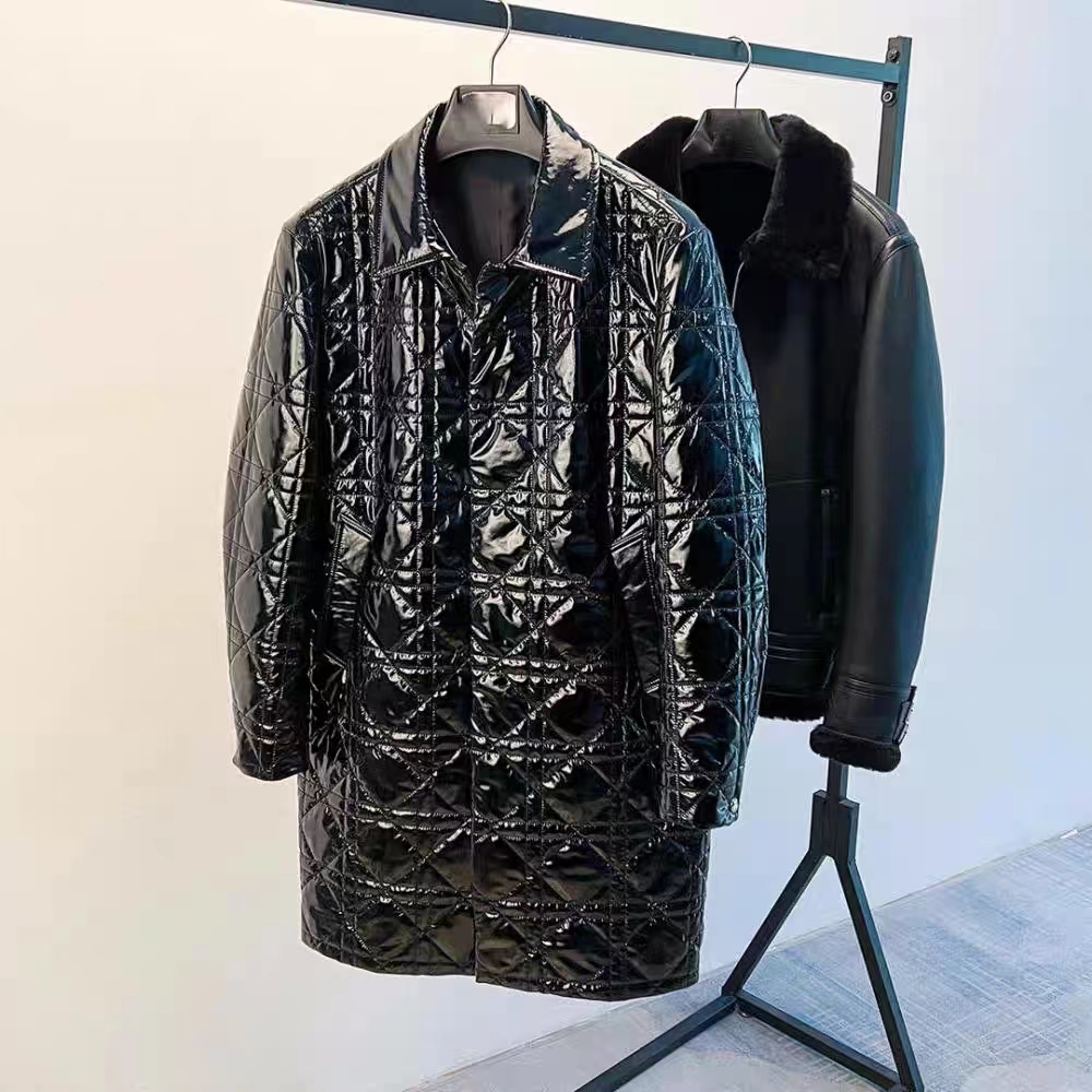 Dior NIGO Man Long Leather Puffer Down Jacket #nigo94536