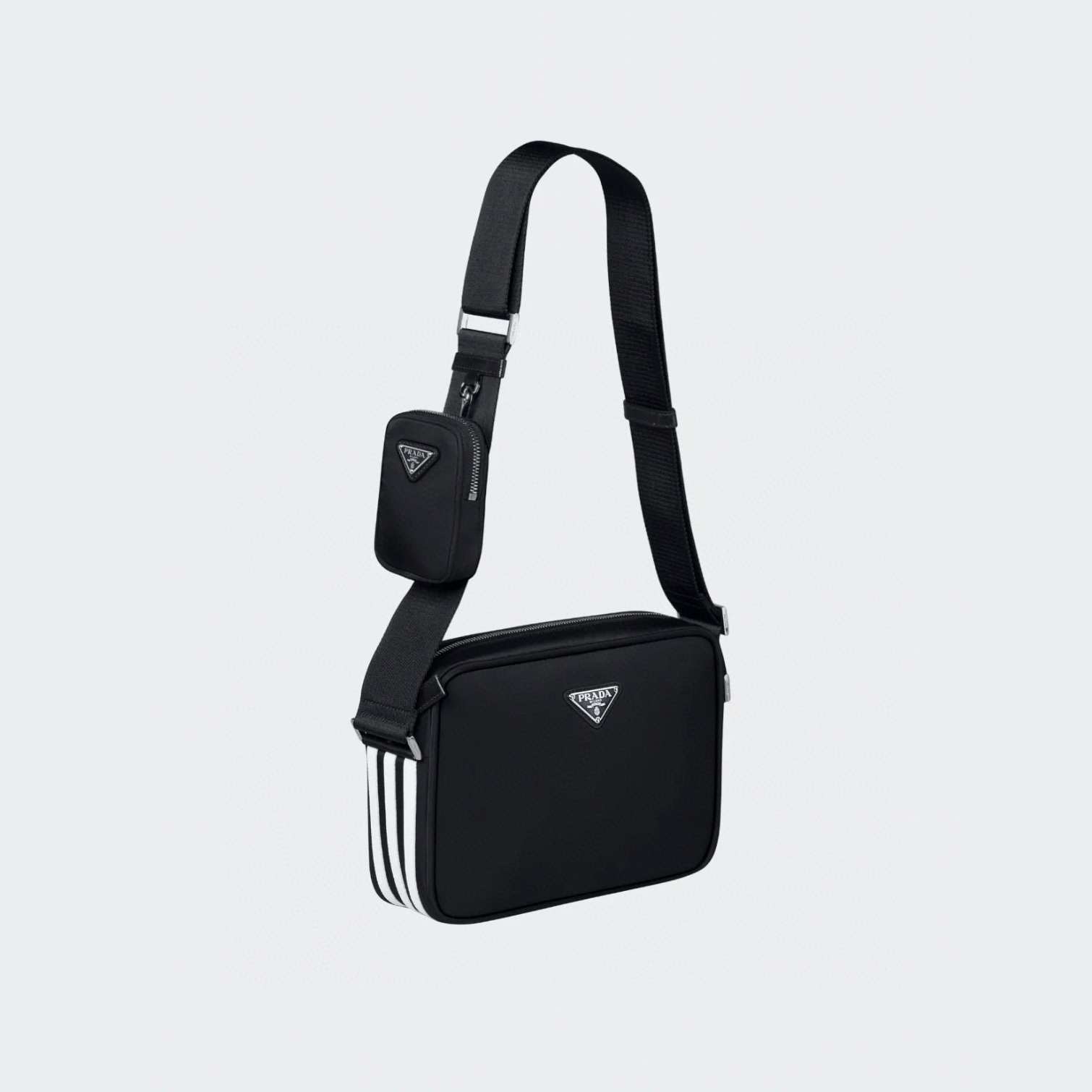 PRADA NIGO Black Canvas Large Capacity Crossbody Bag #nigo57489