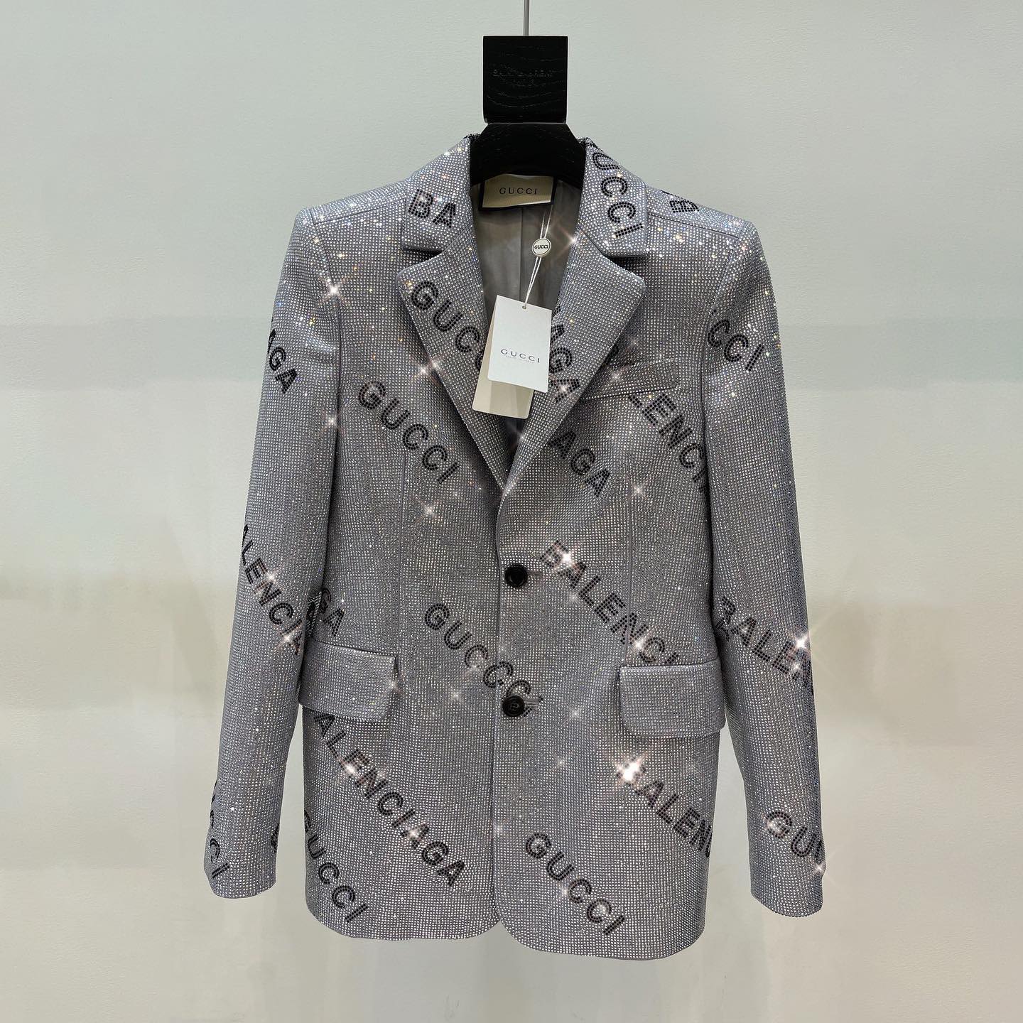 Balenciaga&Gucci NIGO Woman Full Diamond Shiny Big Logo Jacket Suit #nigo53391