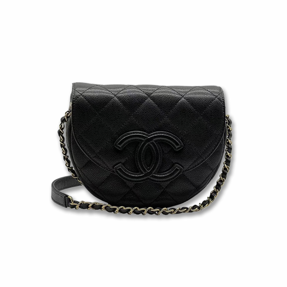 Chanel NIGO Leather Half Round Chain Crossbody Bag #nigo57595