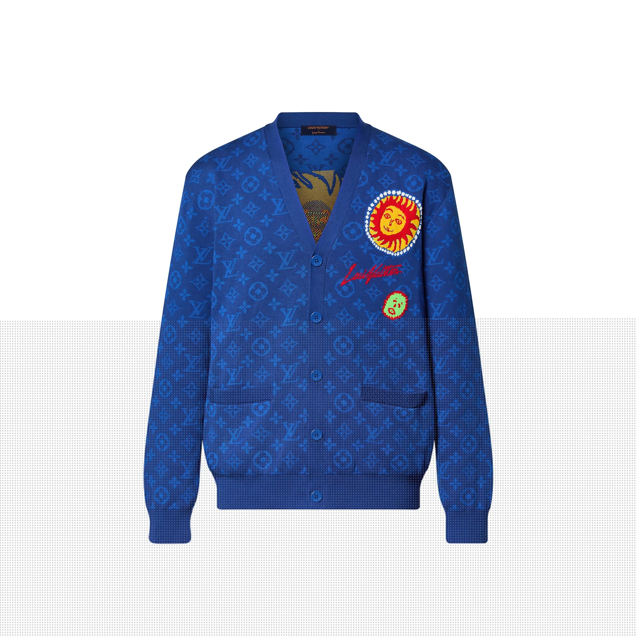 Louis Vuitton NIGO Woman Long Sleeved Blue Knitted Cardigan #nigo57665