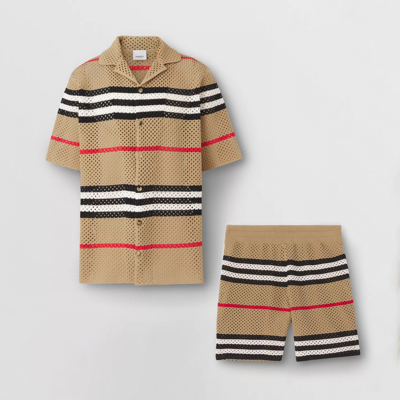 Burberry NIGO Man Khaki Short Sleeved Shirt Shorts Pants Suit Set #nigo94595