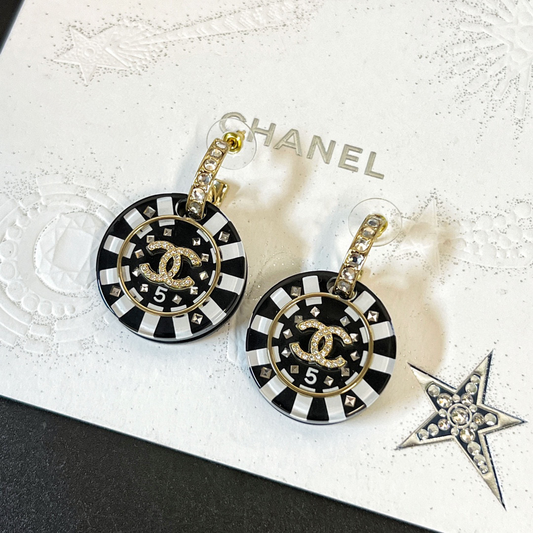 Chanel NIGO Accessories Black Circle Letter Earrings #nigo84128