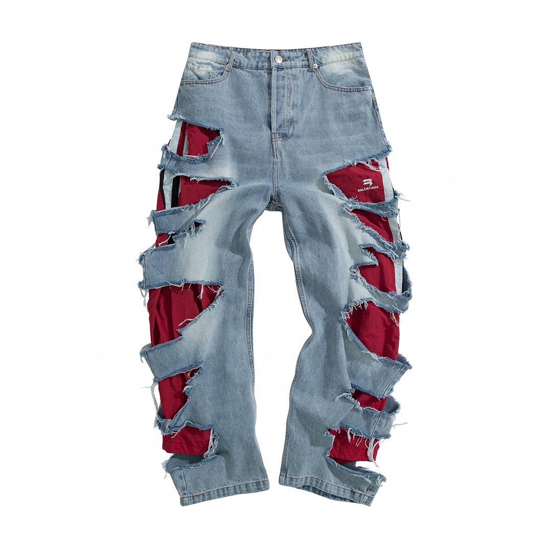 Balenciaga NIGO Man Beggar Cowboy High Street Tattered Pants #nigo9741