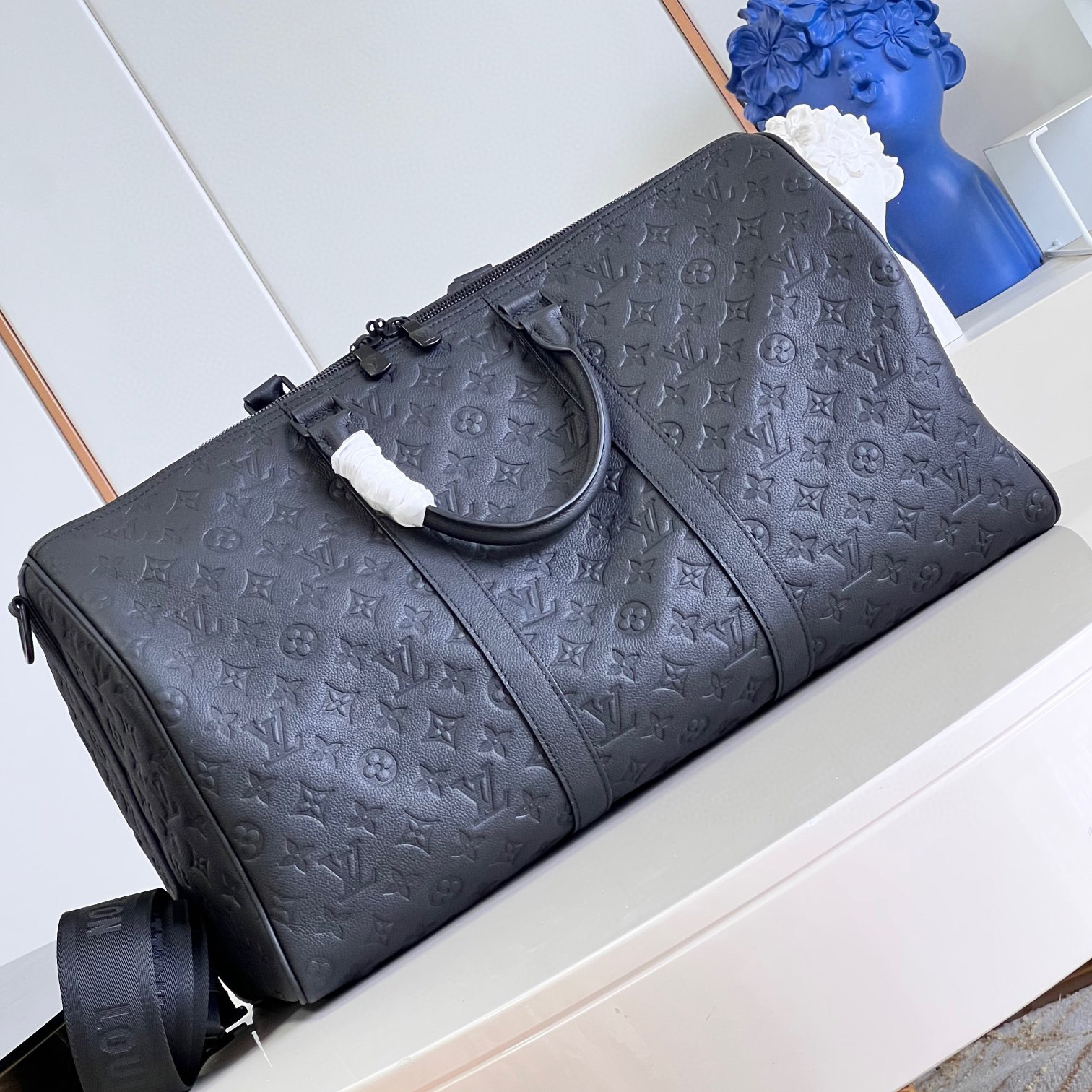 Louis Vuitton NIGO Matte Black Leather Handbag Bag #nigo94619