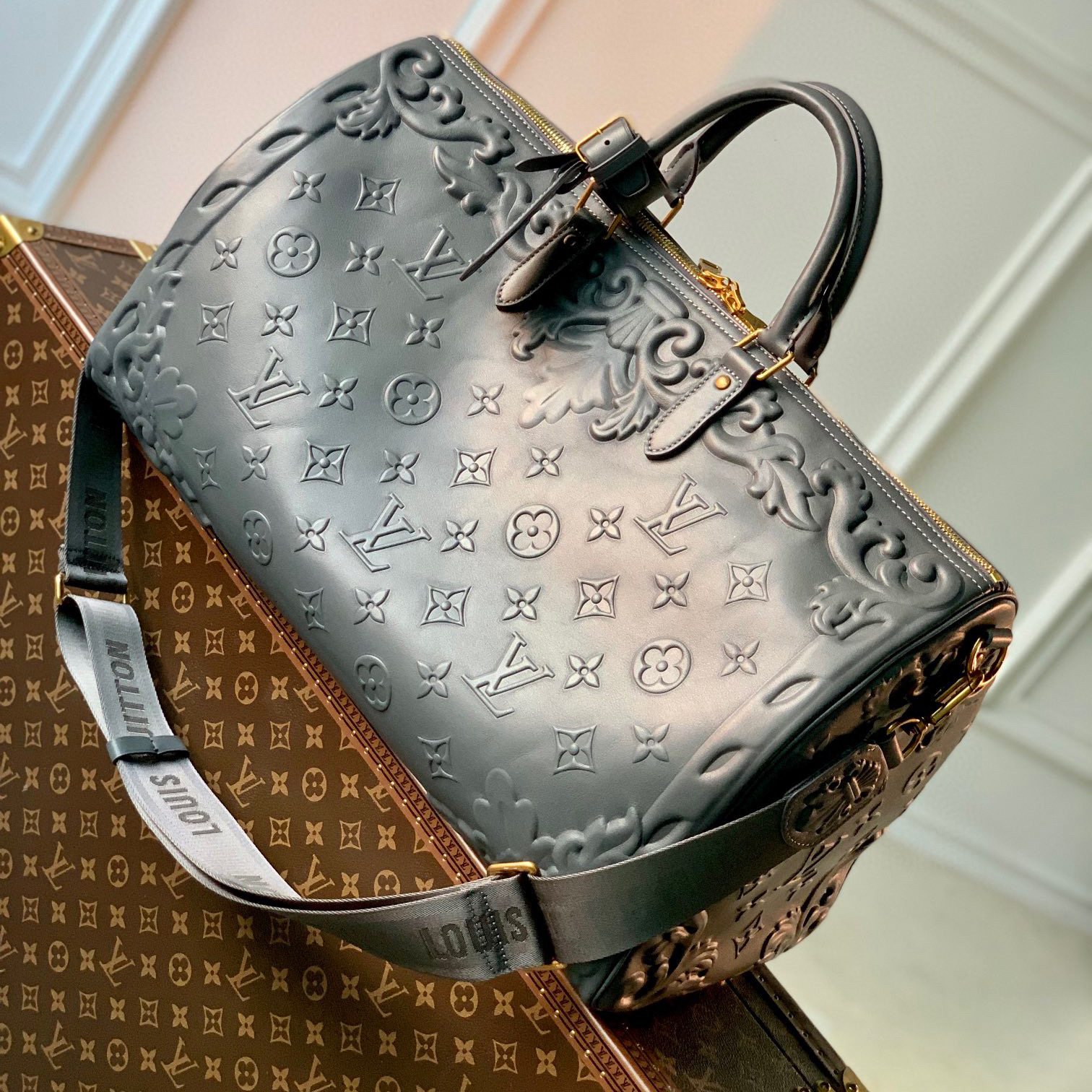 Louis Vuitton NIGO Embossed Leather Travel Handbag Bag #nigo94621