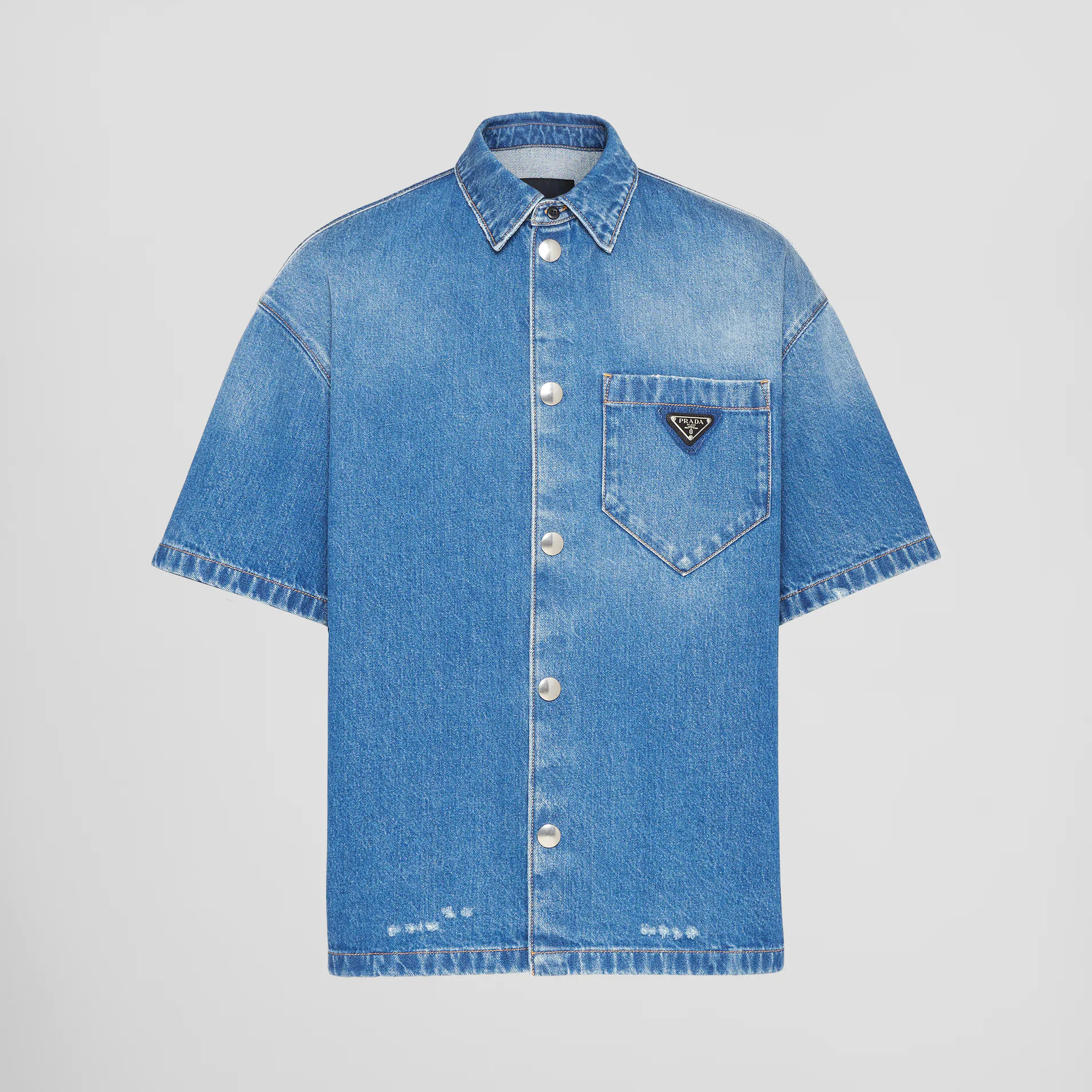 Prada NIGO Man Denim Short Sleeved Button Up Shirt Jacket #nigo94691