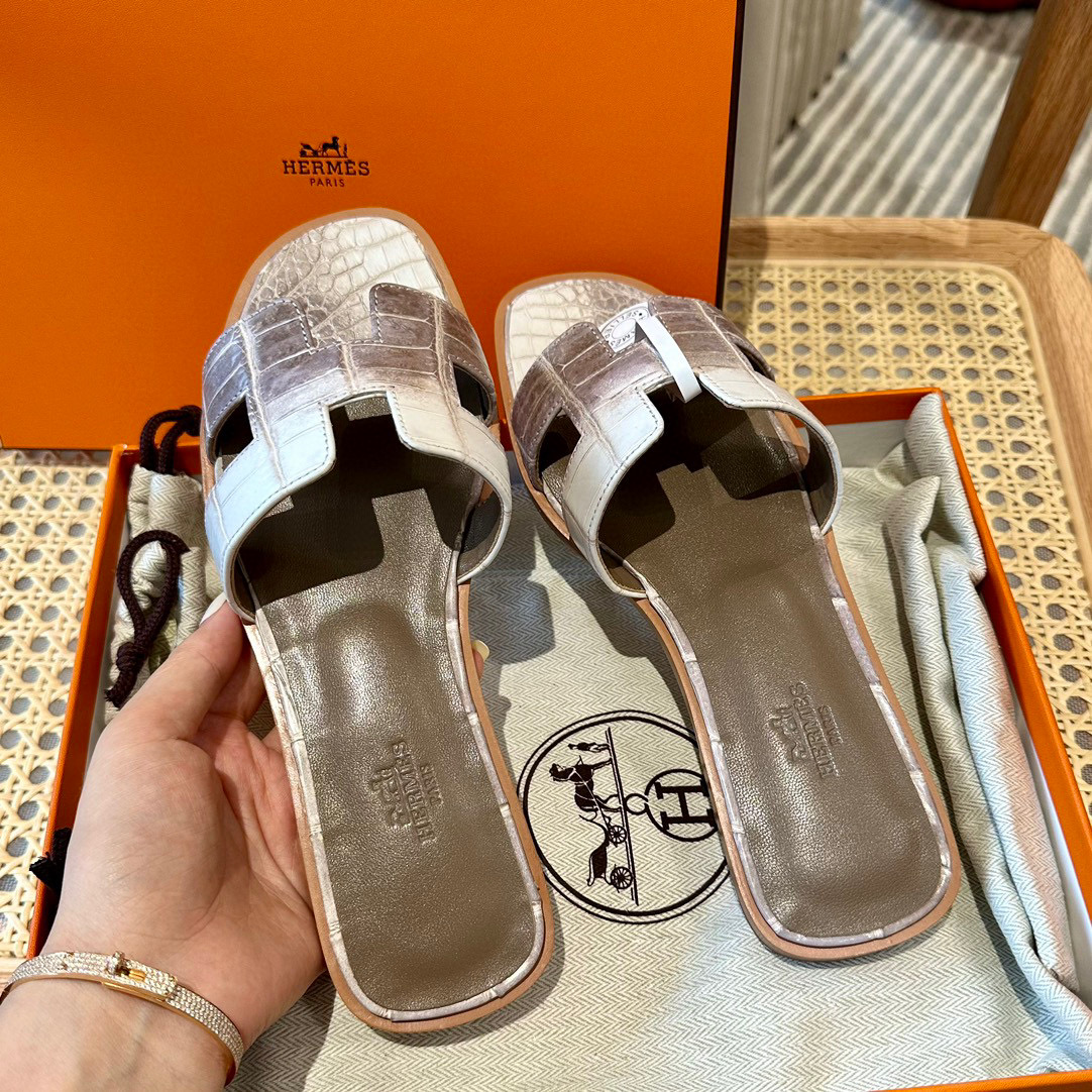 Hermes NIGO Leather Flat Bottomed Slippers shoes #nigo57675