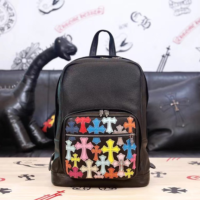 CH NIGO Black And White Patterned Leather Backpack Bag #nigo7413