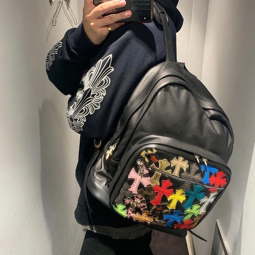 CH NIGO Black And White Patterned Leather Backpack Bag #nigo7413