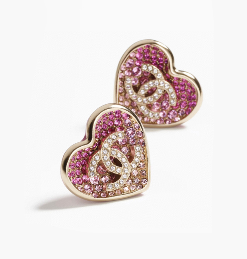 Chanel NIGO Pink Love Shiny Diamond Earrings Accessories #nigo84146