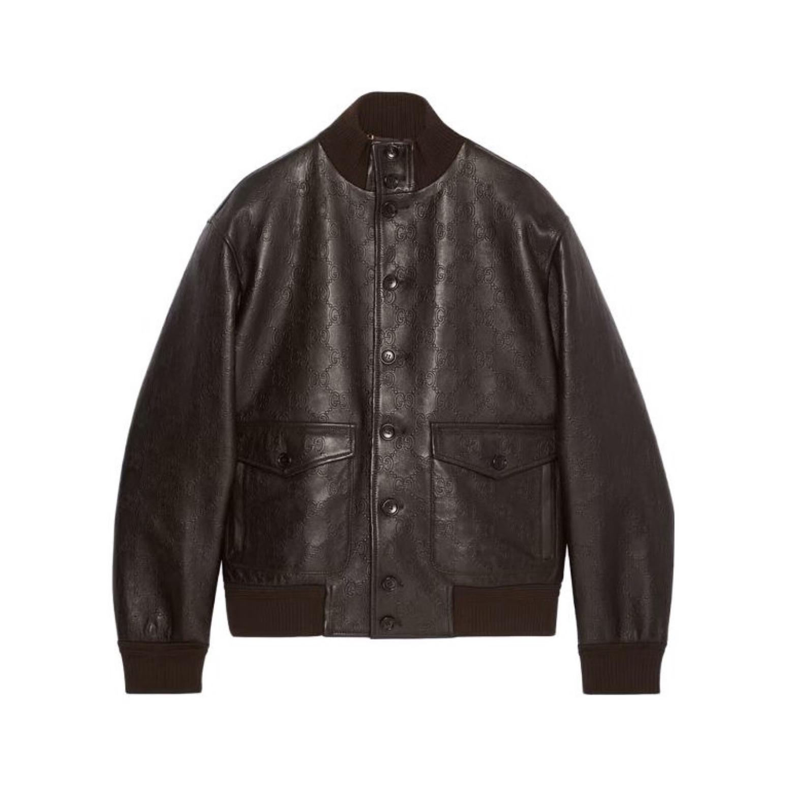 Gucci Man Dark Printed Button Leather Jacket #nigo94781