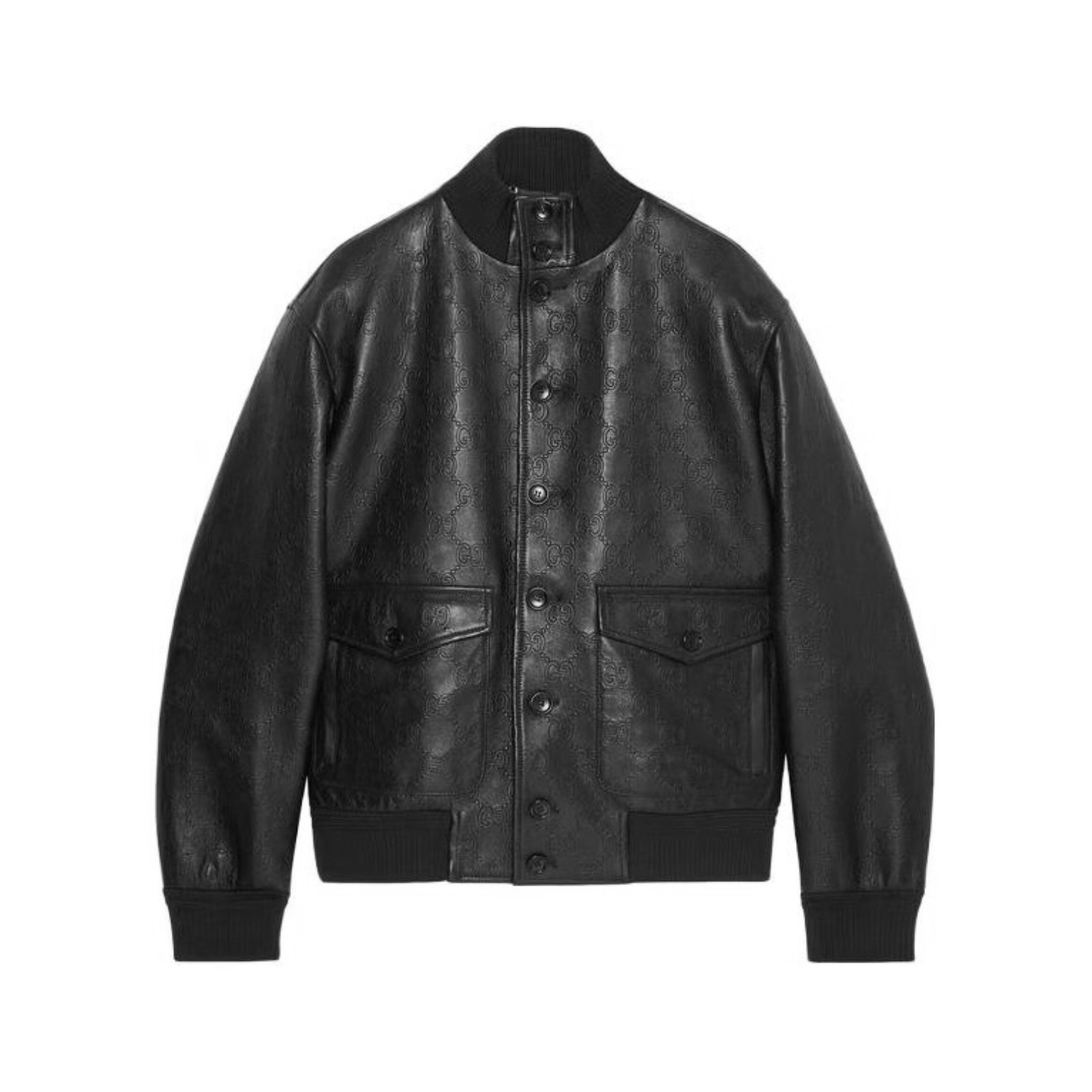 Gucci Man Dark Printed Button Leather Jacket #nigo94781