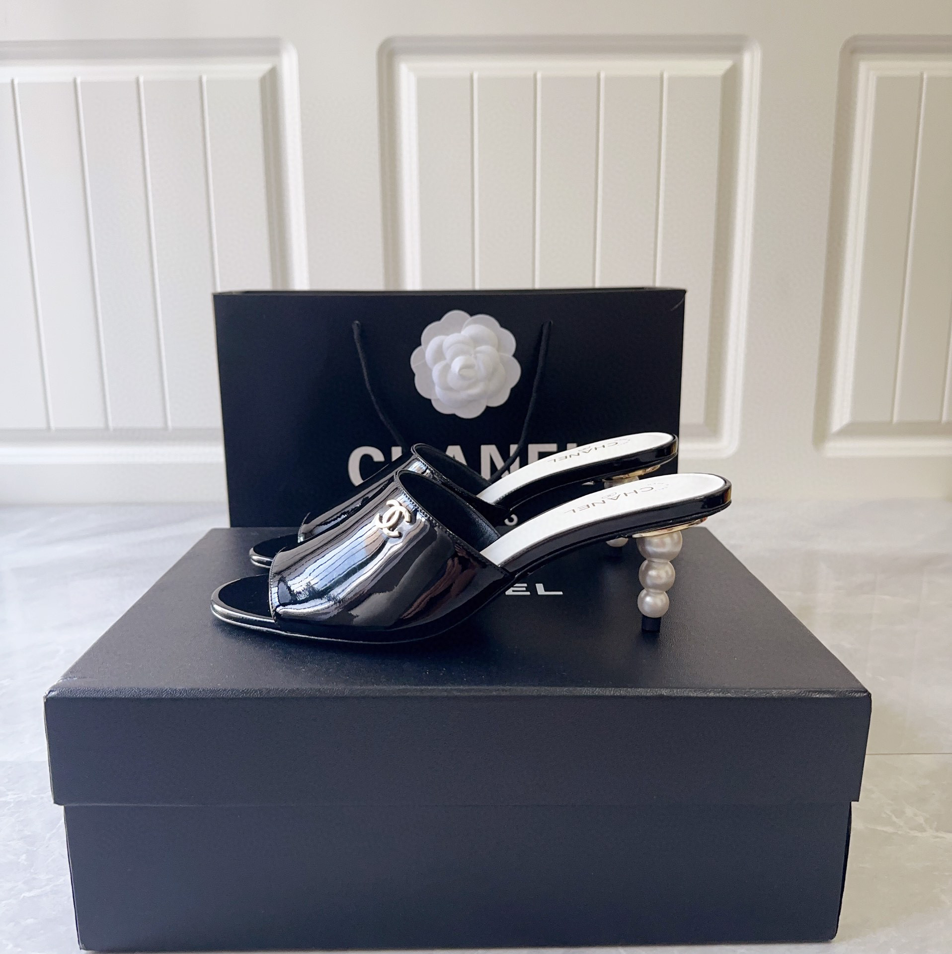 Chanel NIGO Summer Semi Trailer Pearl High Heels shoes #nigo57989