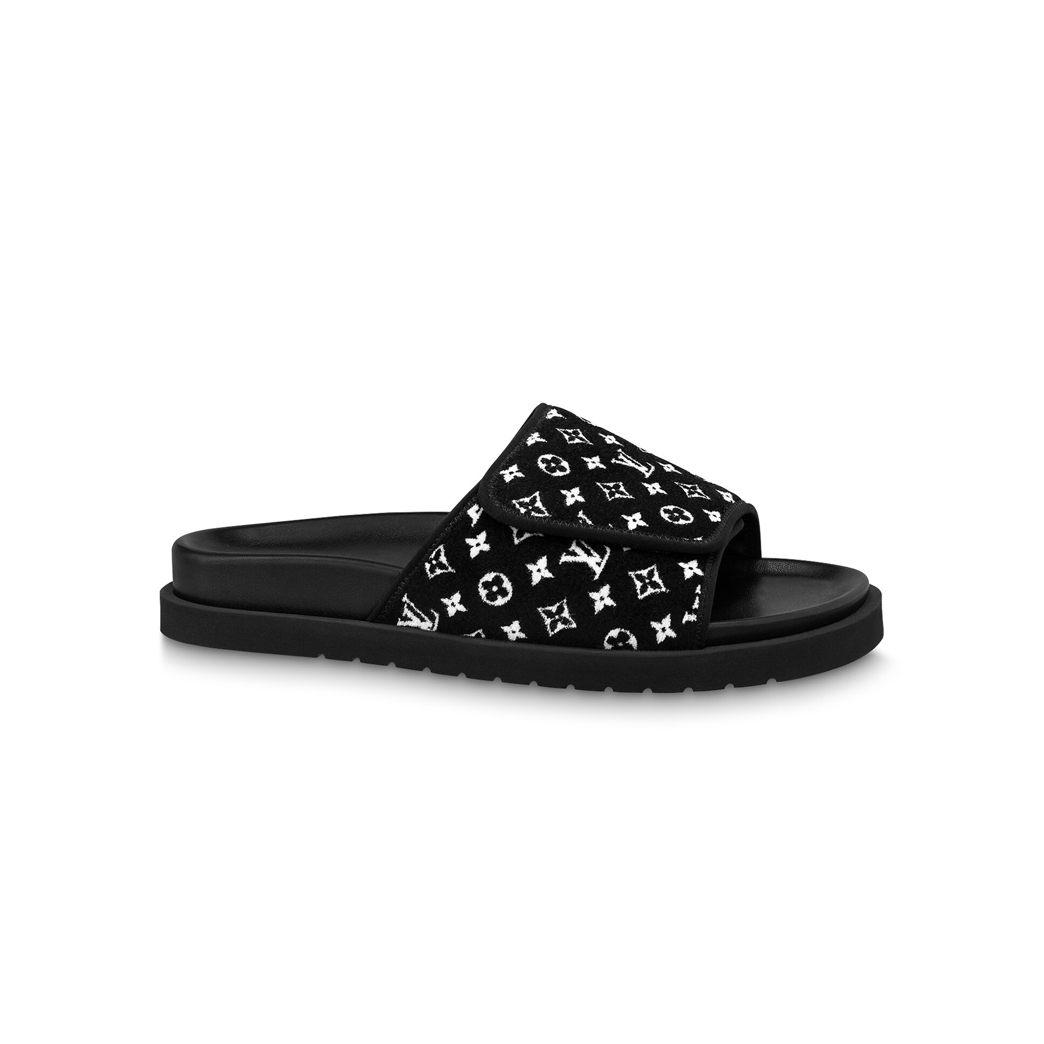 Louis Vuitton NIGO Black Adhesive Flat Bottomed Slippers Shoes #nigo21117
