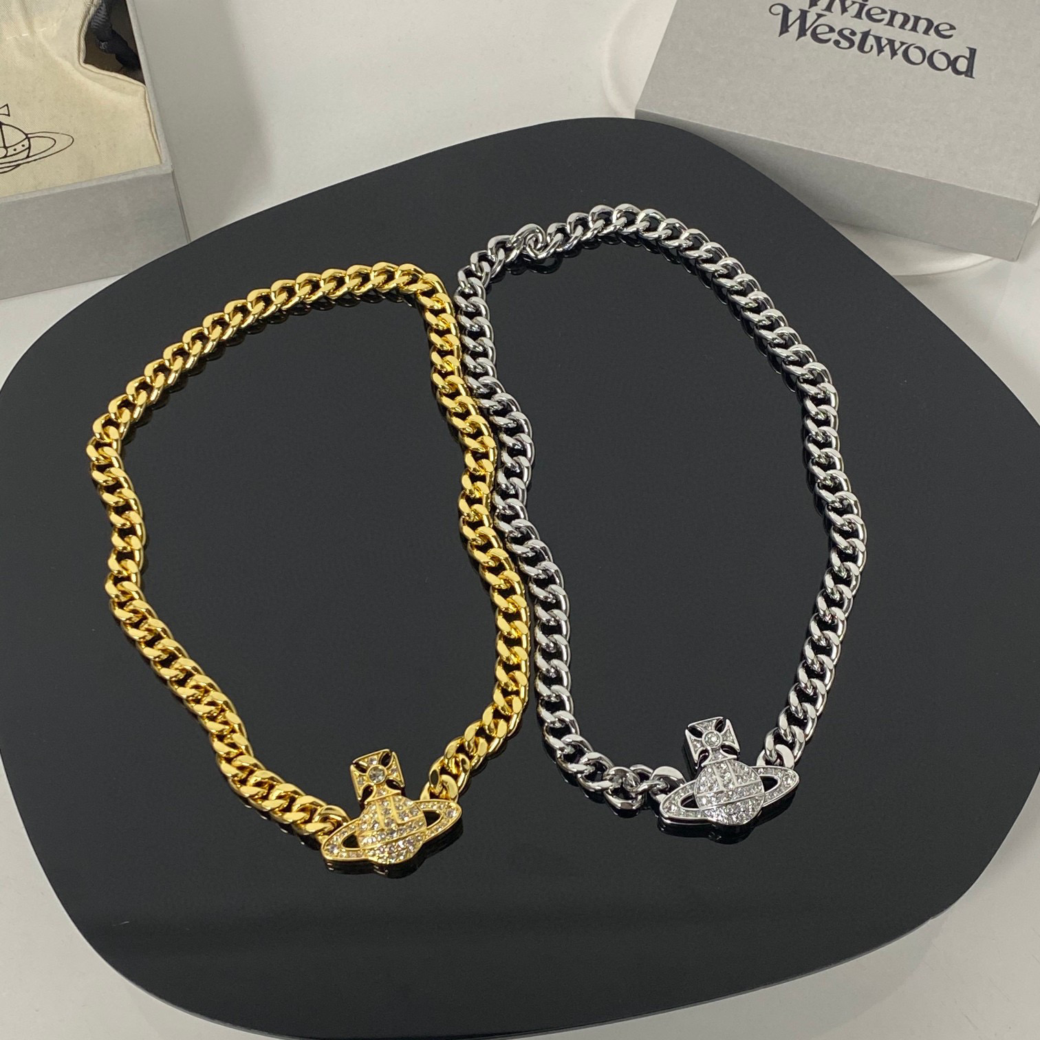 Vivienne Westwood NIGO Thick Chain Bright Diamond Necklace Accessories #nigo84135