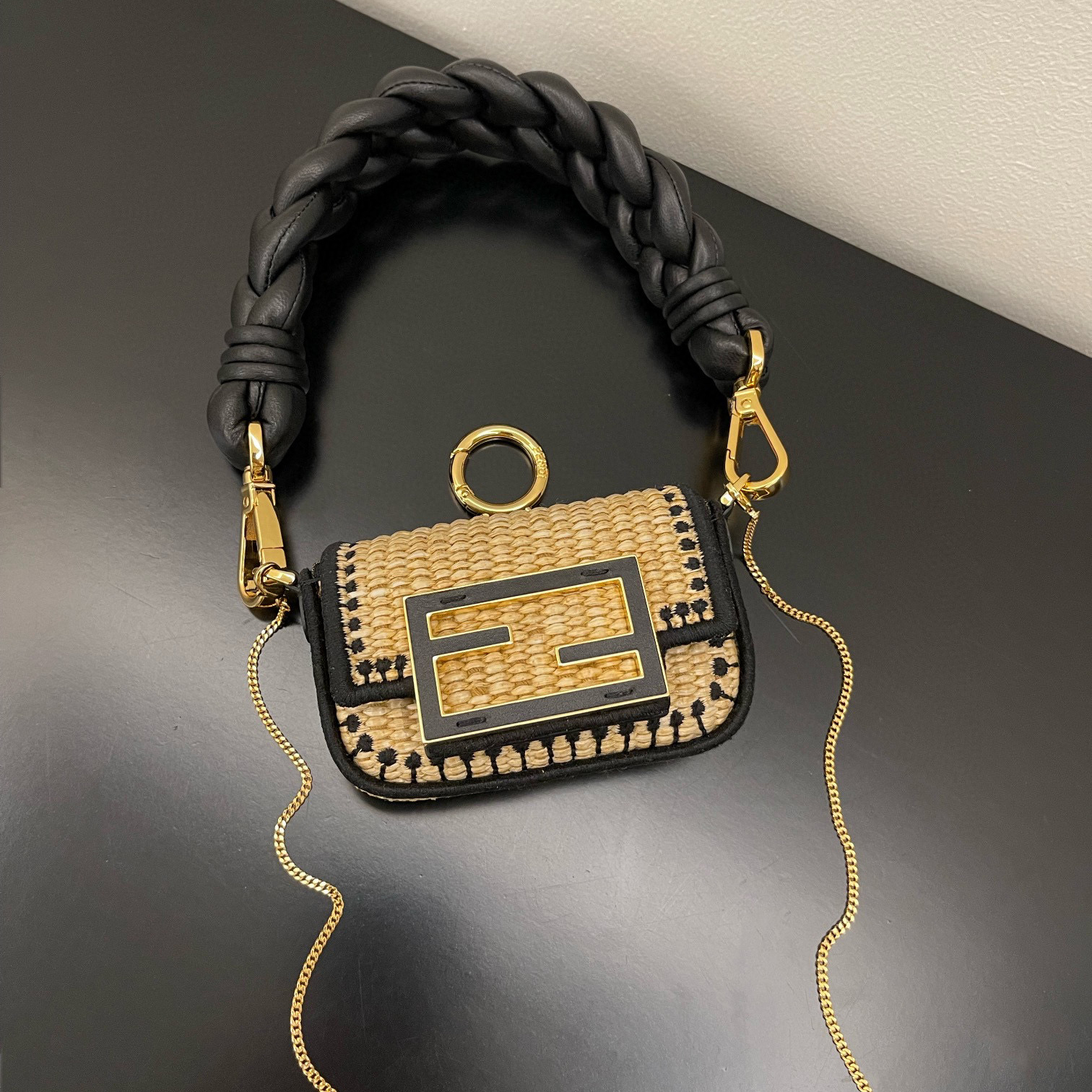 NIGO Fendi Baguette Nano Woven Handheld Crossbody Bag #nigo58115