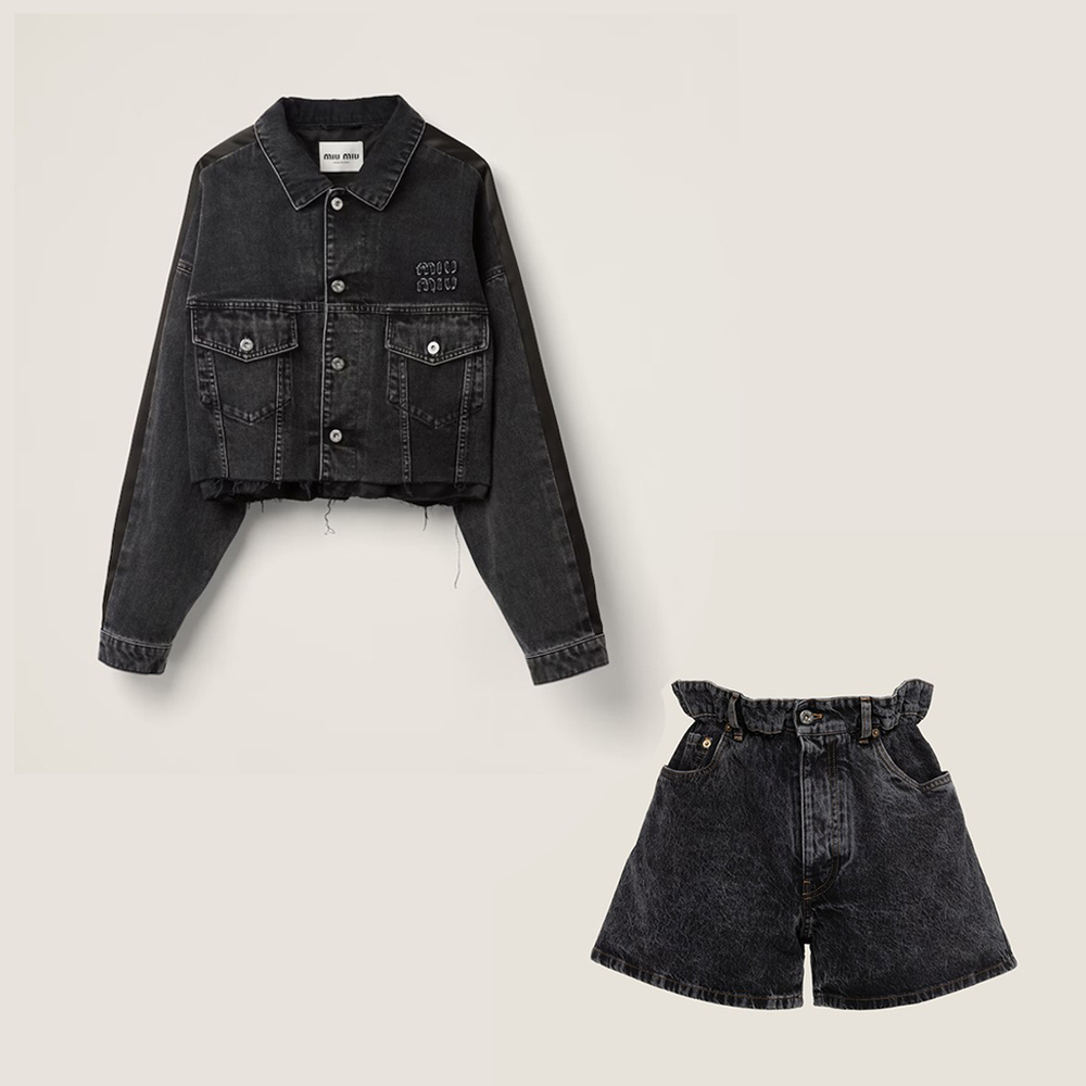 MIU MIU NIGO Woman Denim Short Long Sleeved Jacket Shorts Set pants #nigo21128