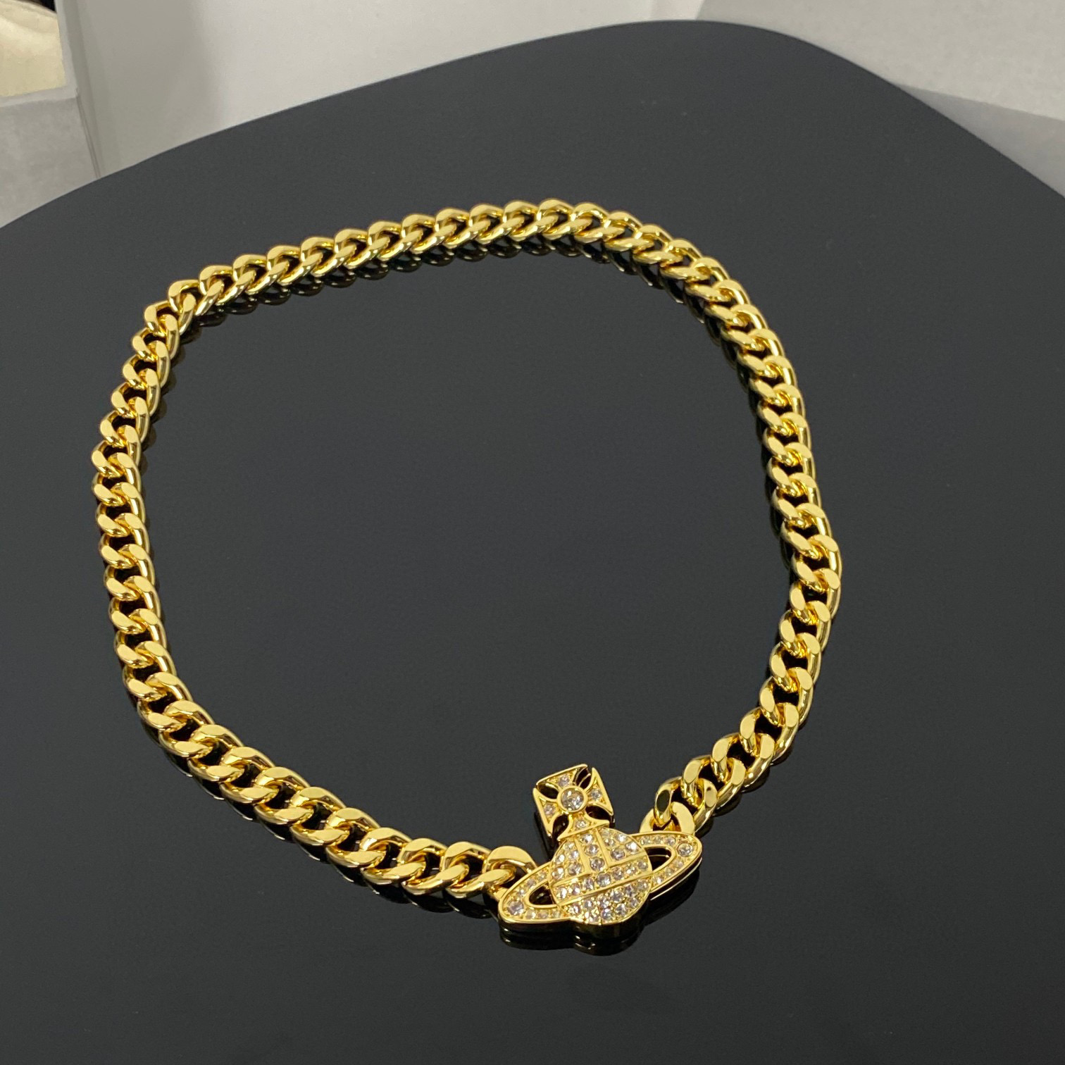 Vivienne Westwood NIGO Thick Chain Bright Diamond Necklace Accessories #nigo84135