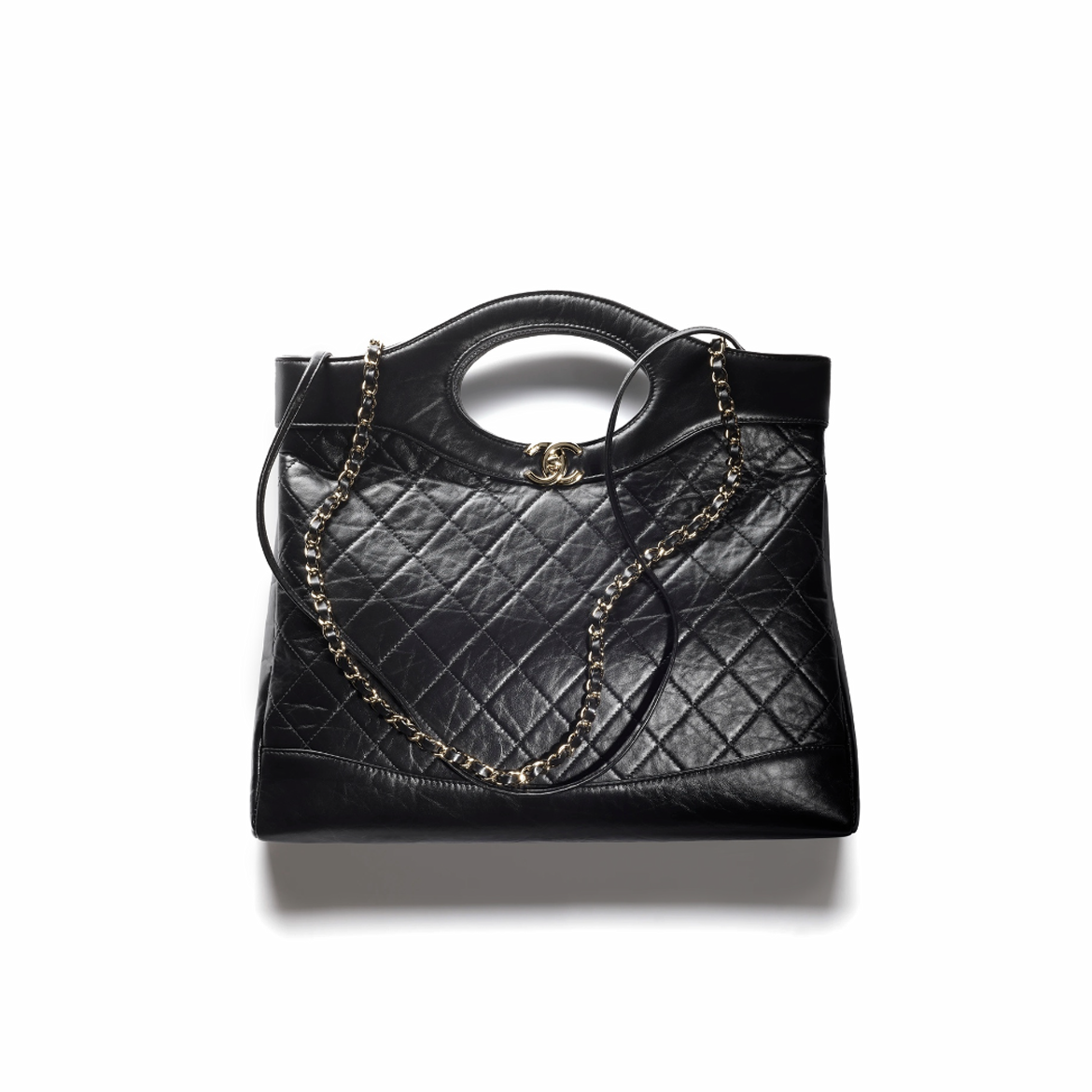 Chanel NIGO Black Leather Shaped Large Capacity Portable Bag #nigo58123