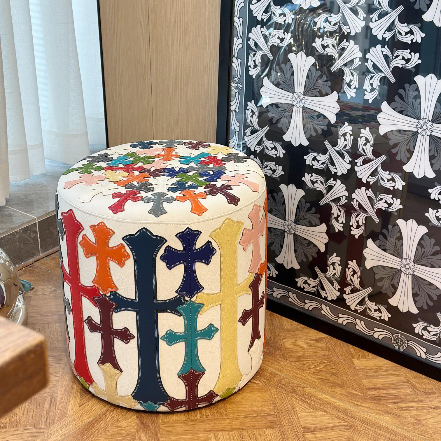 Chrome Hearts NIGO Leather Printed Cylindrical Seat Stool Accessories #nigo21156