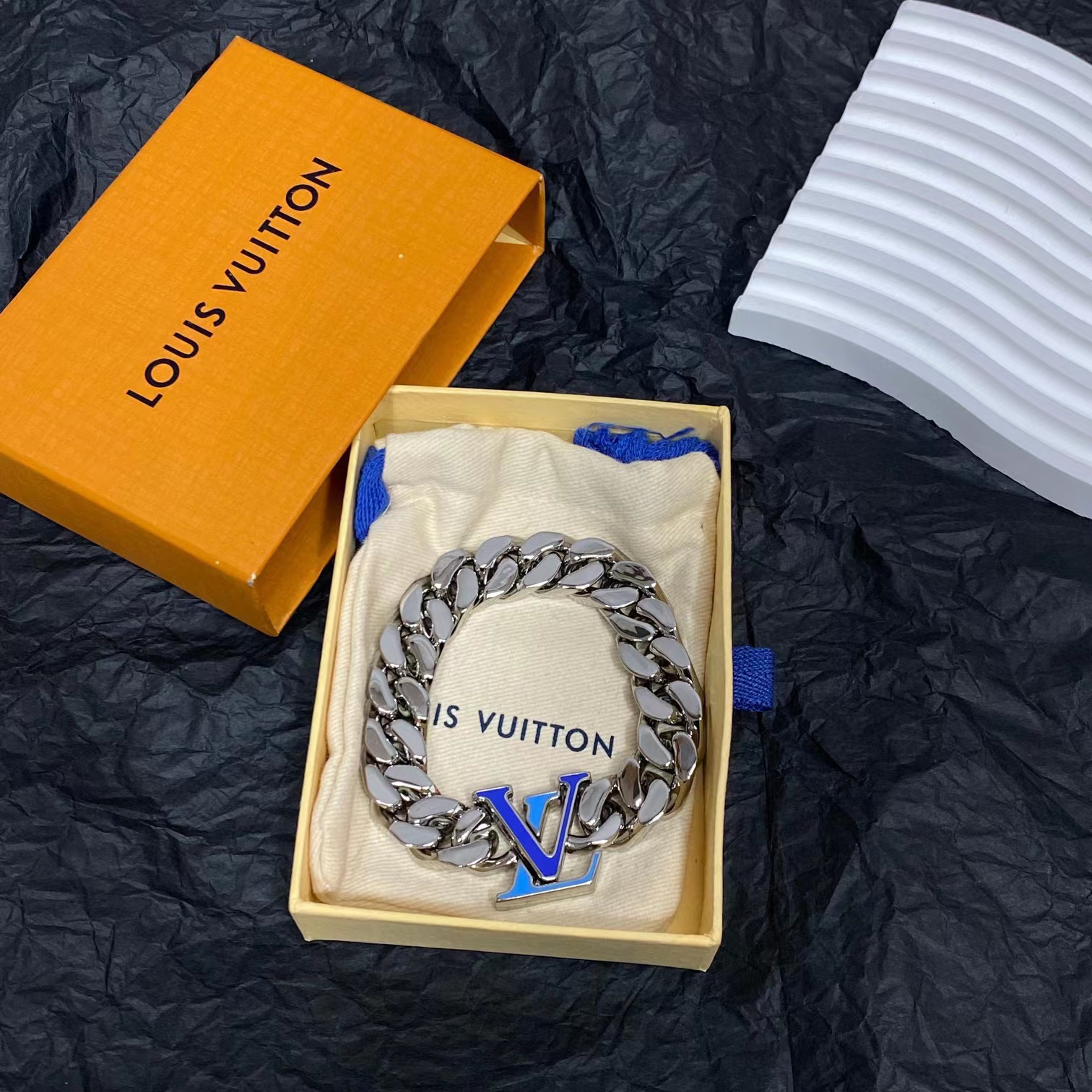 Louis Vuitton NIGO Silver Thick Chain Bracelet Necklace Accessories #nigo84158