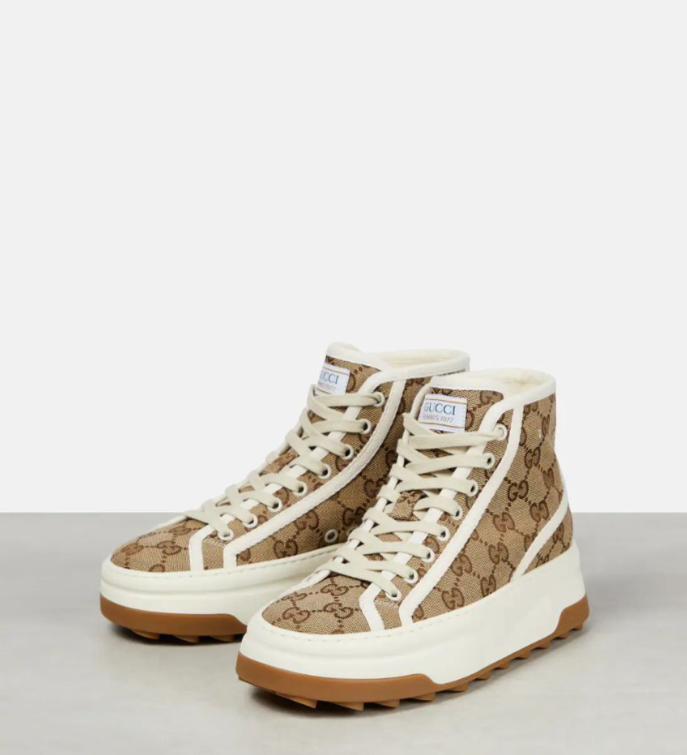 Gucci NIGO High Bang Coffee Color Printed Board Shoes #nigo29143