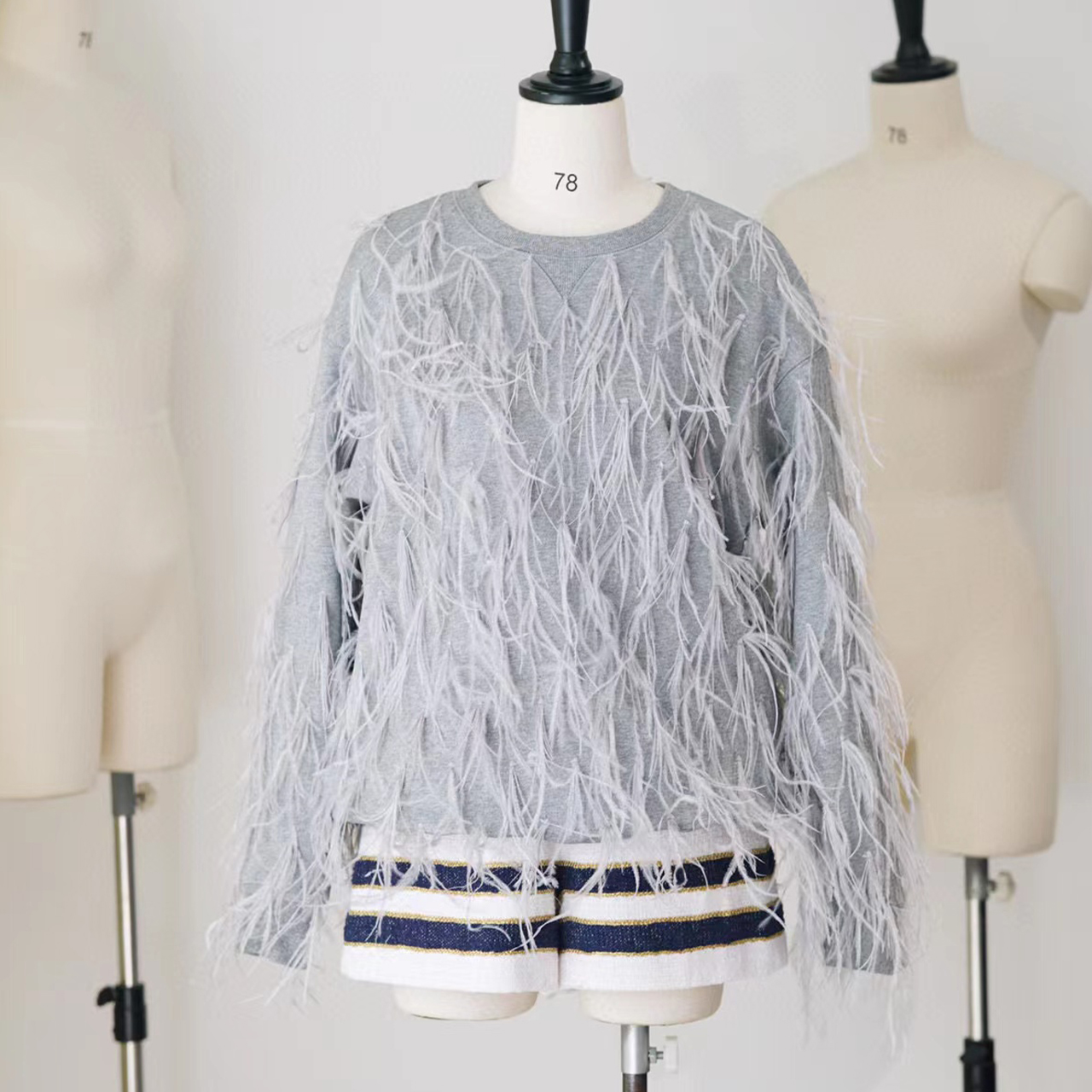 Valentino NIGO Woman Feather Long Sleeve Grey Sweatshirt Ngvp #nigo6189