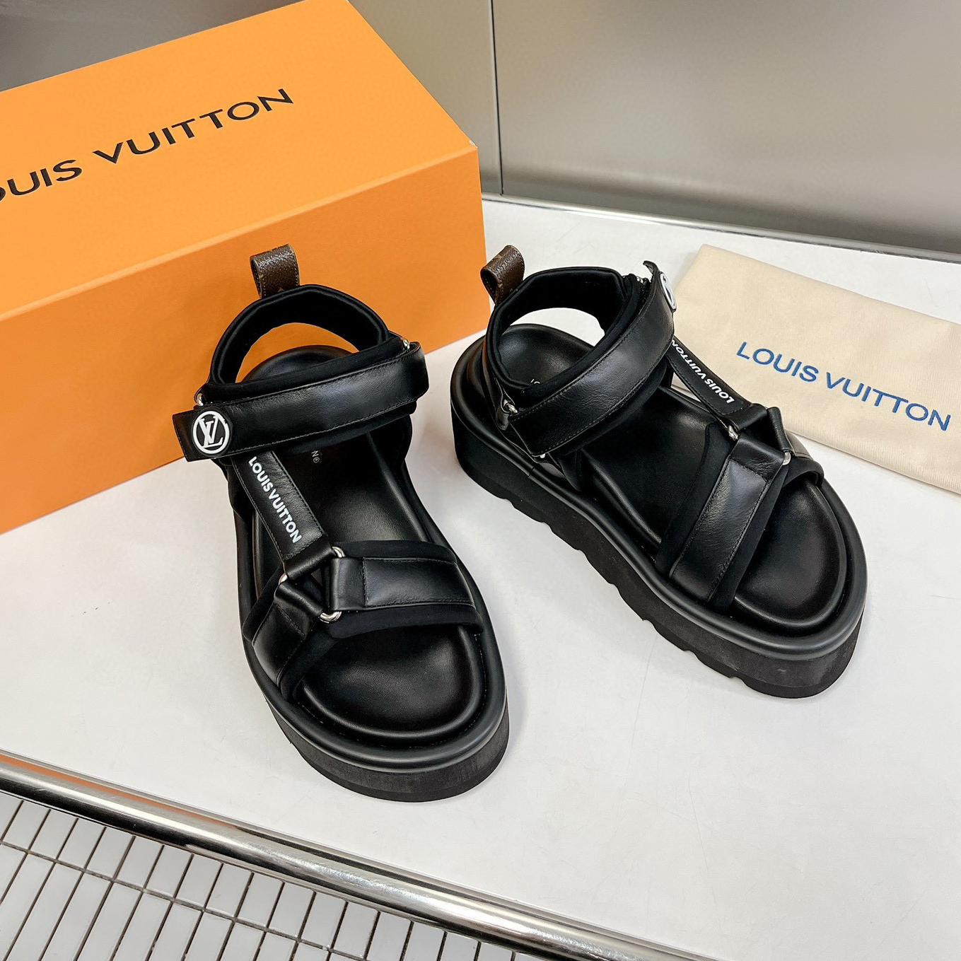 Louis Vuitton NIGO Black Summer Flat Sandals shoes #nigo21339