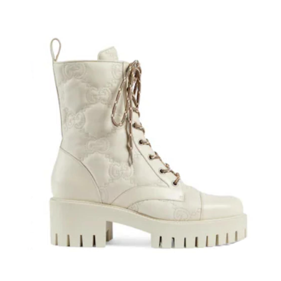 Gucci NIGO White Leather Lace Up Martin Boots shoes #nigo21358