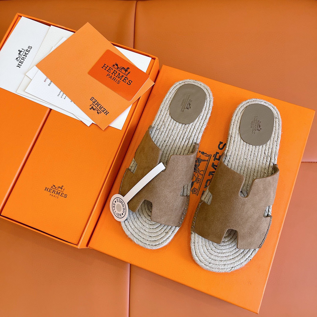 Hermes NIGO Grass Rope Woven Flat Bottomed Slippers shoes #nigo21361