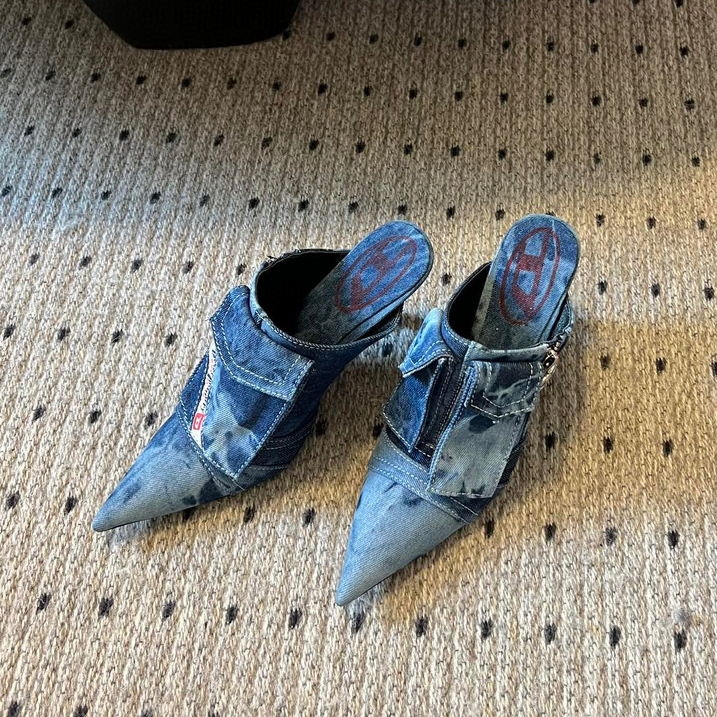 Diesel NIGO Denim Canvas Patchwork High Heels Shoes #nigo21277