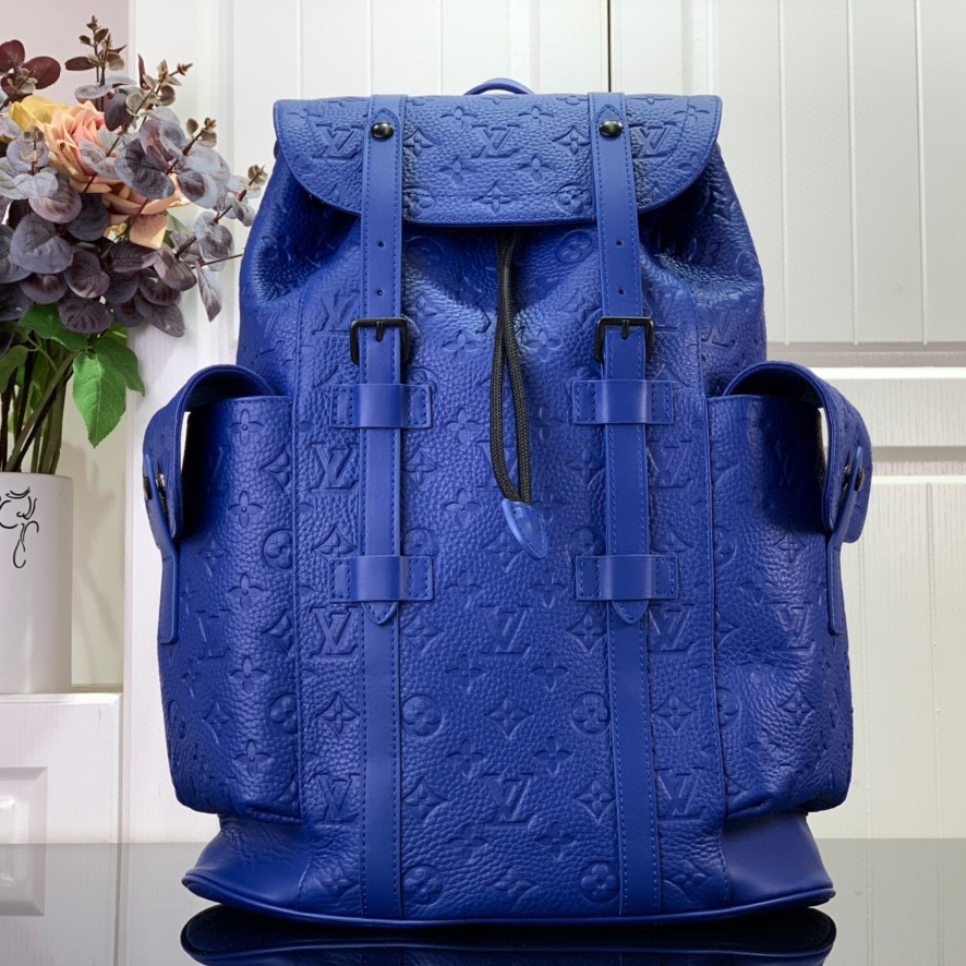 Louis Vuitton NIGO Blue Leather Printed Backpack #nigo21383