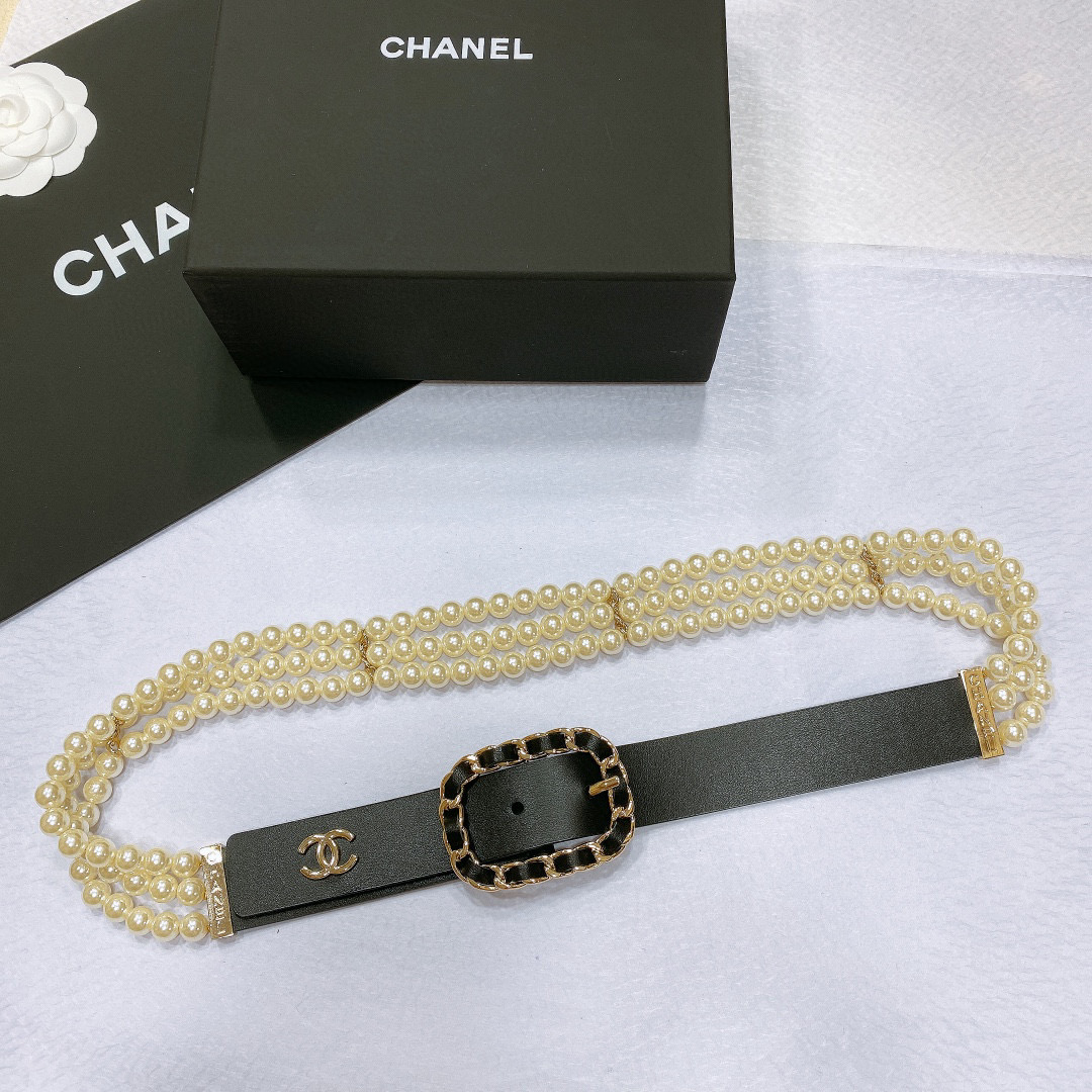 Chanel NIGO White Pearl Belt Accessories #nigo21363