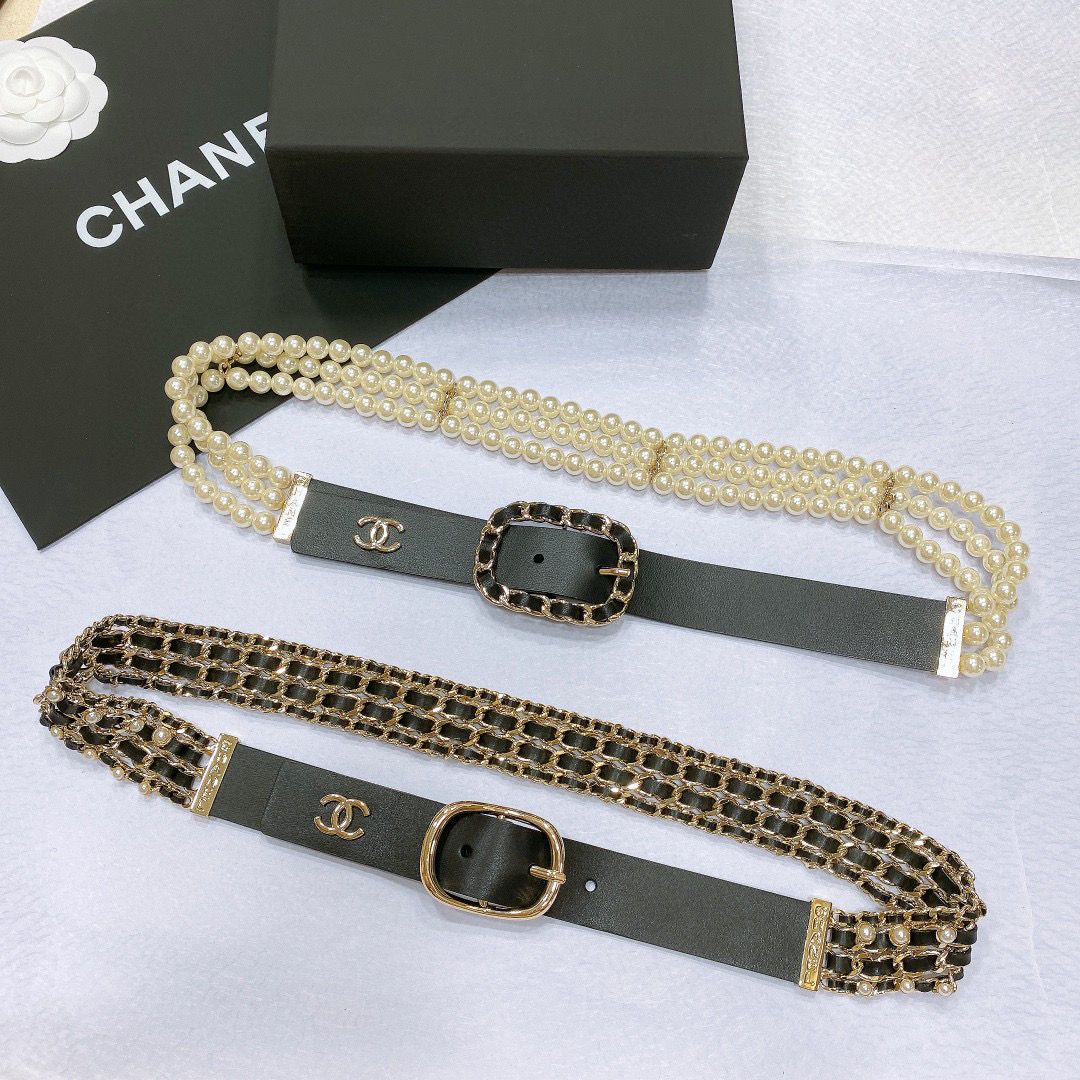 Chanel NIGO White Pearl Belt Accessories #nigo21363
