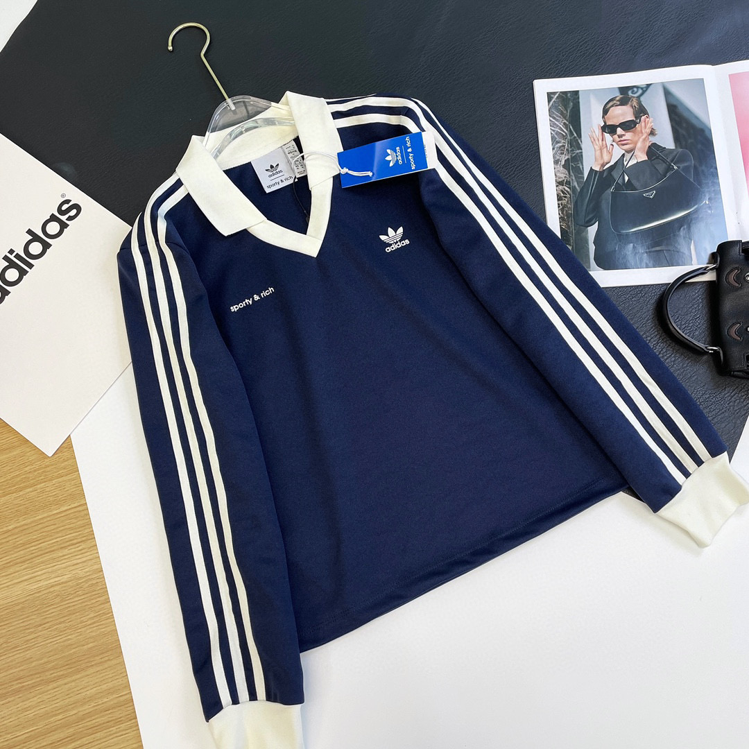 Adidas NIGO Woman Polo Neck Loose Fitting Long Sleeved Top #nigo21347