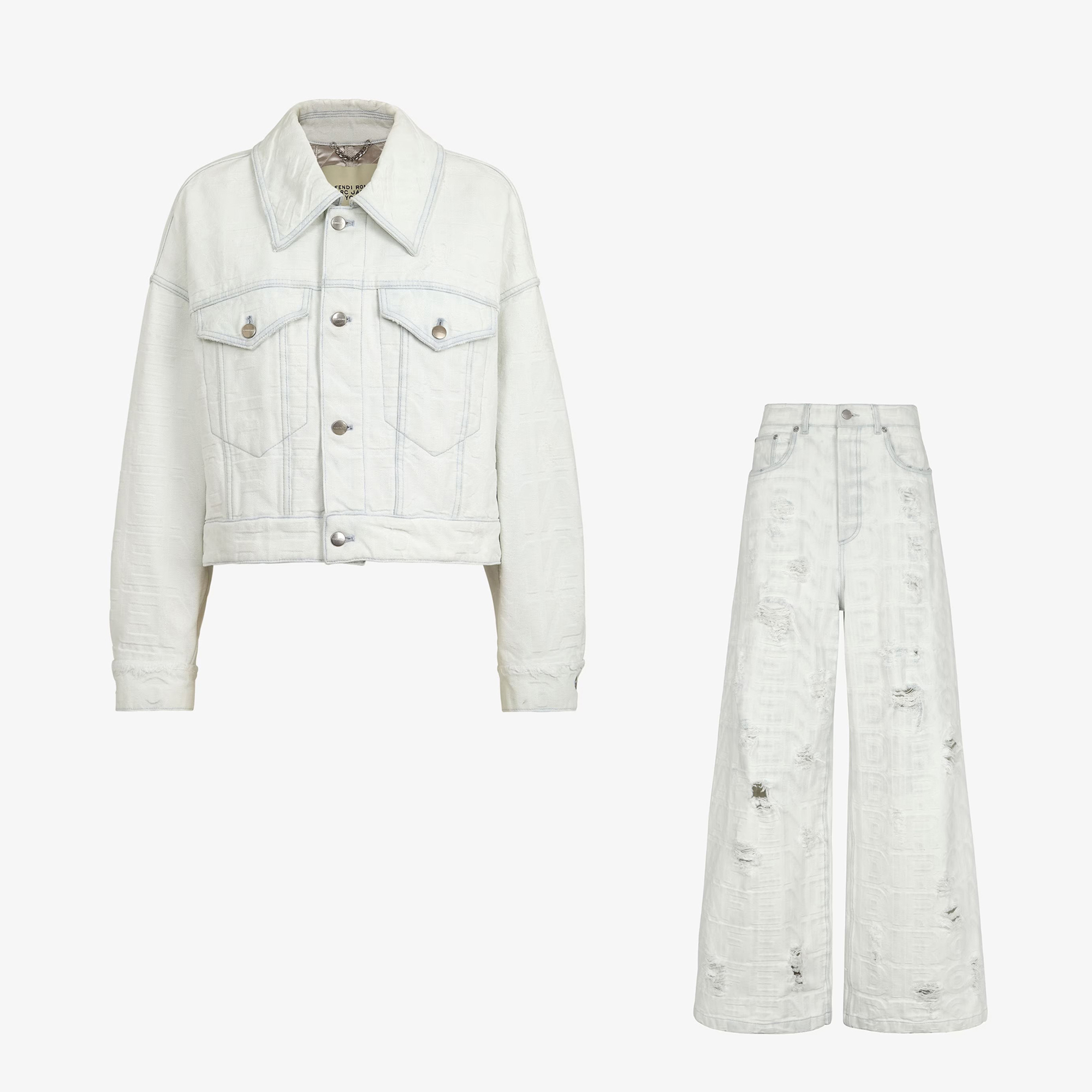 Fendi NIGO White Jean Jacket Trousers Suit #nigo21375