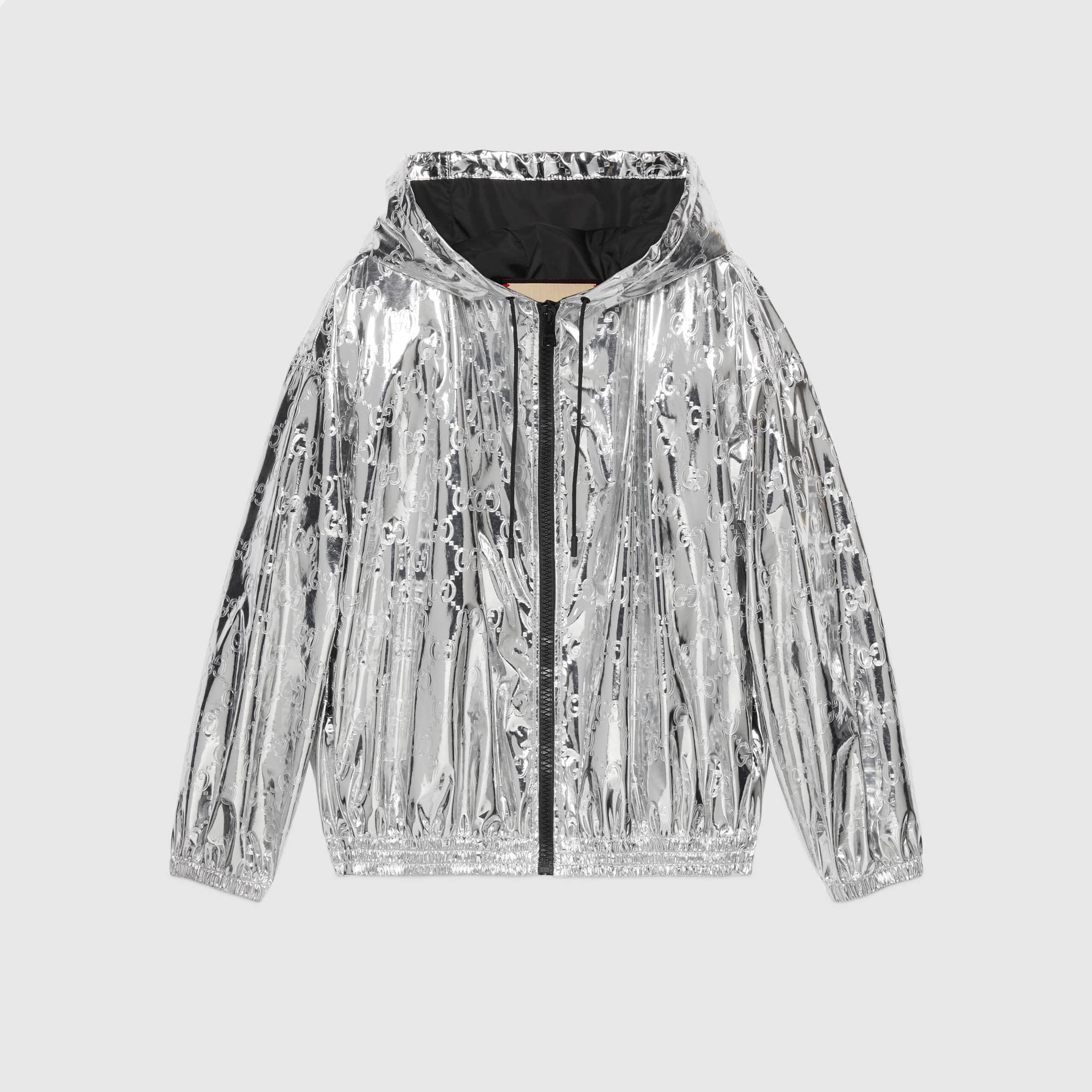 Gucci NIGO Silver Glossy Long Sleeved Hooded Jacket #nigo21415