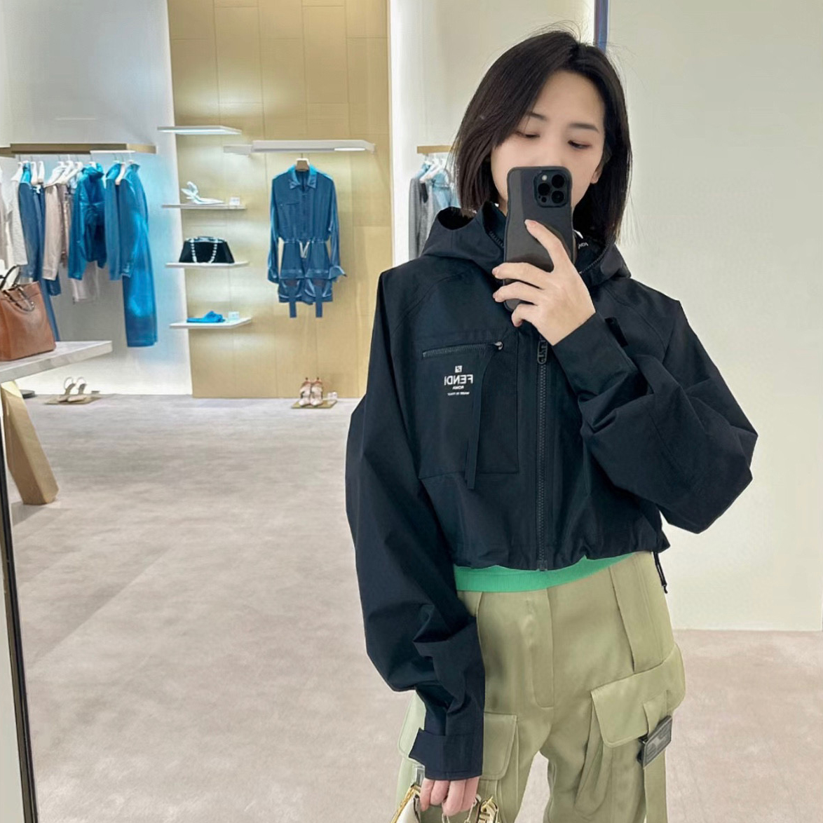 Fendi NIGO Black Nylon Zipper Trench Coat Jacket #nigo21373